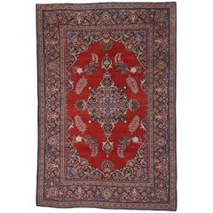 Vintage Persian Kashan Rug with English Jacobean Style