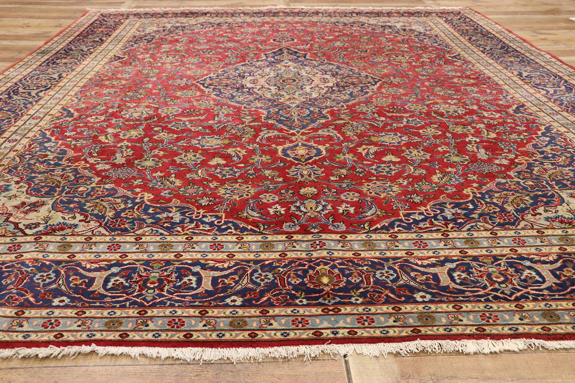 Wool Vintage Persian Kashan Rug with Federal American Colonial Style For Sale
