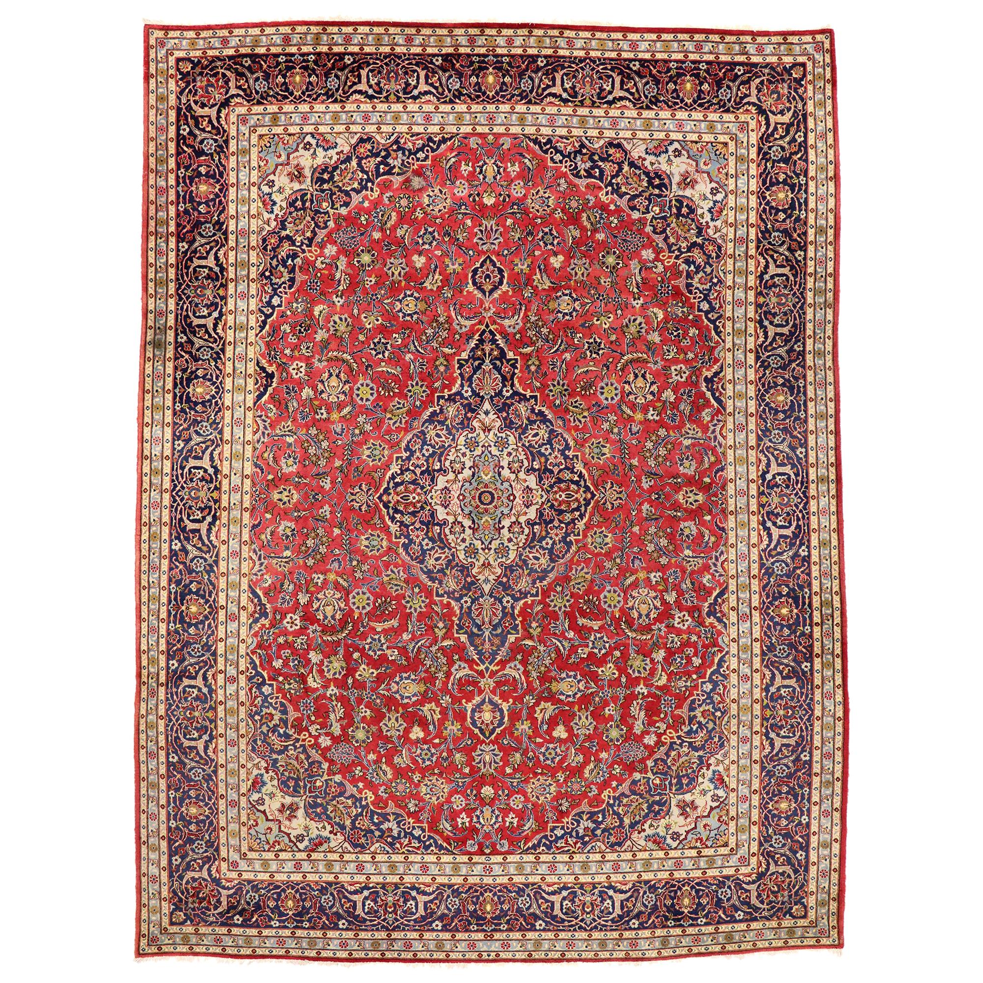 Vintage Persian Kashan Rug with Federal American Colonial Style For Sale