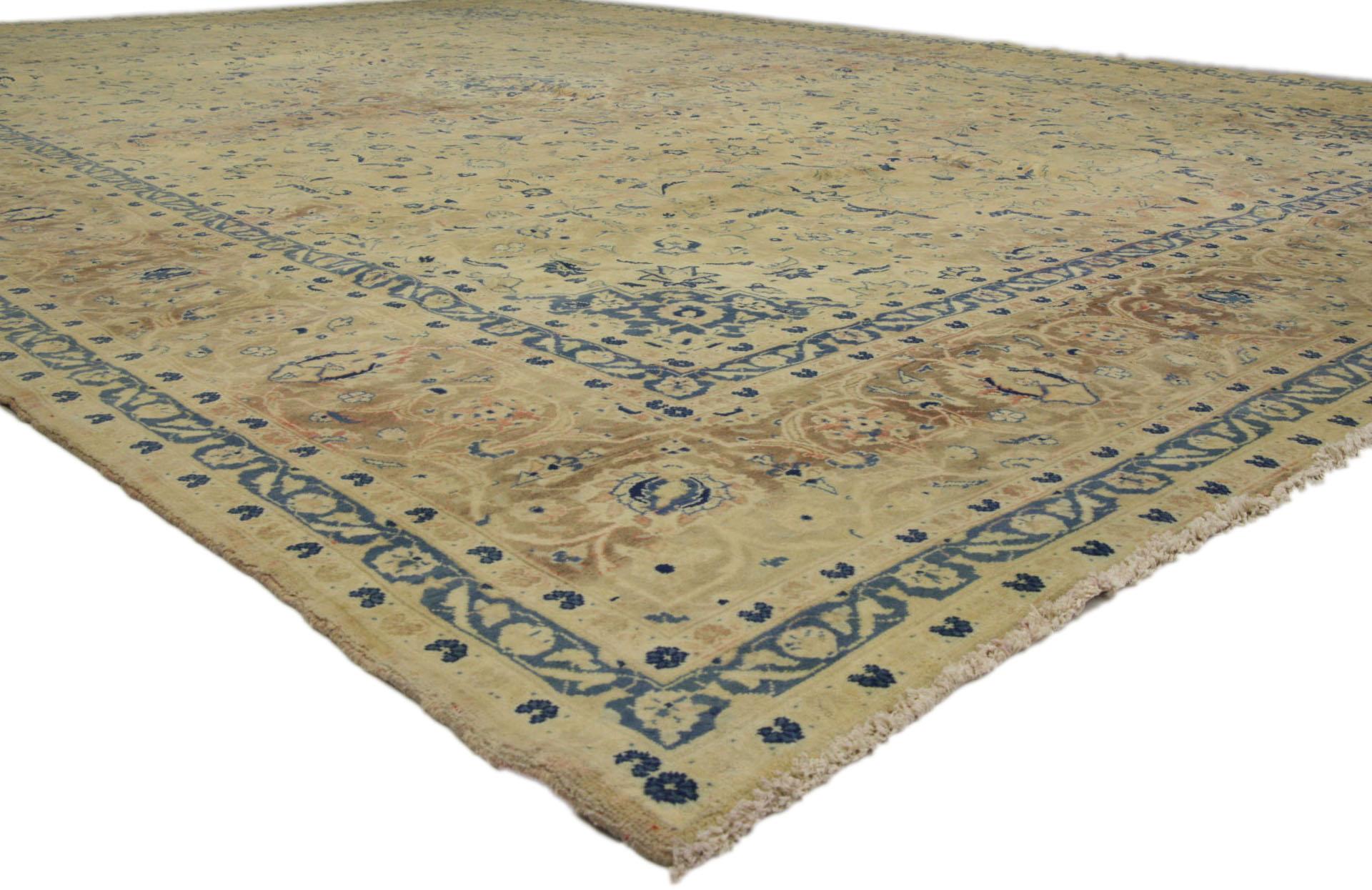 French Provincial Vintage Persian Kashan Palace Rug with French Country Style For Sale