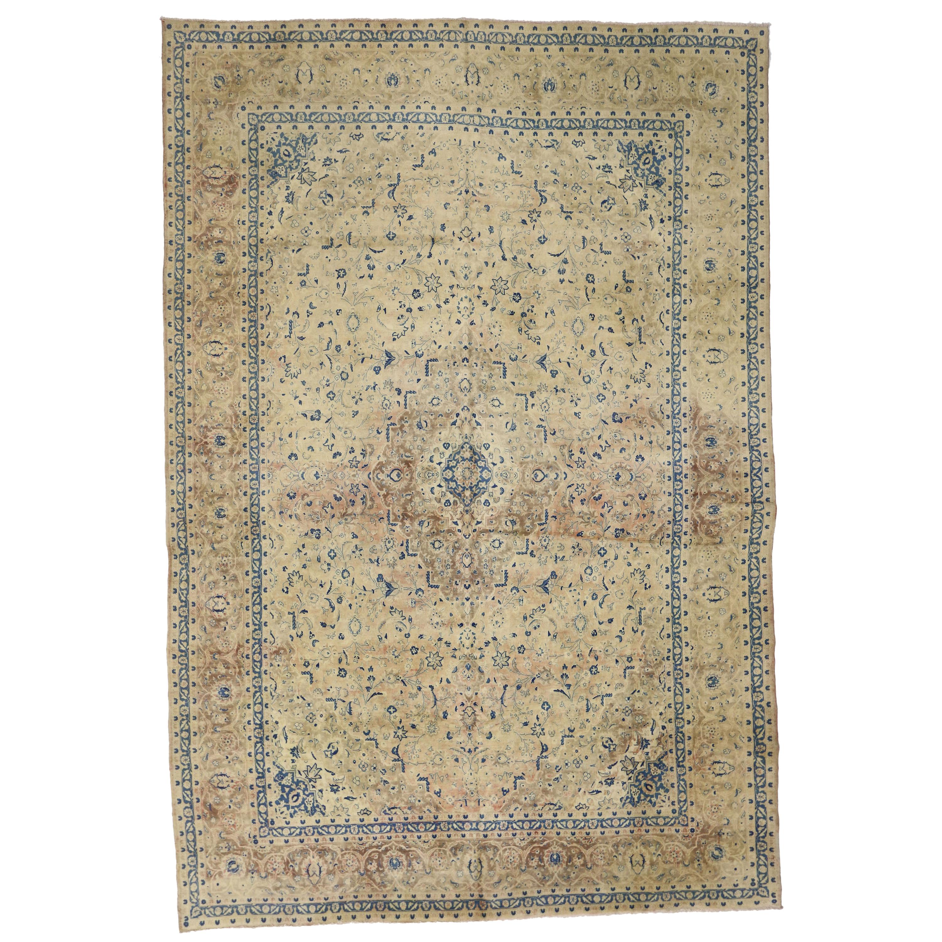 Vintage Persian Kashan Palace Rug with French Country Style
