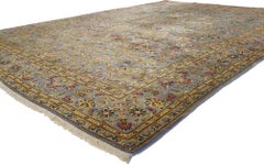 Signed Vintage Persian Kashan Rug, Refined Tranquility Meets Timeless Elegance