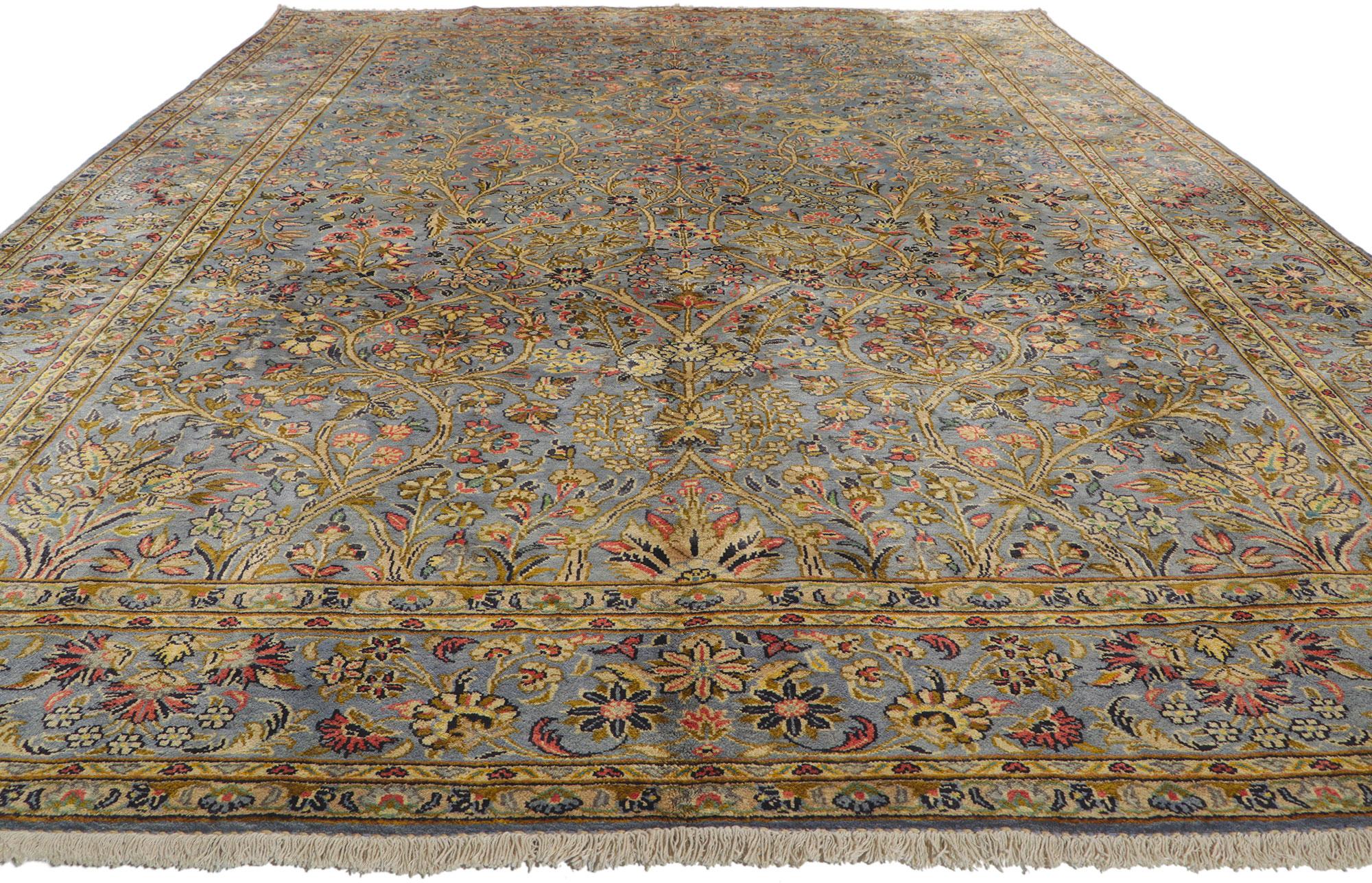 Alfombra Persa Kashan Vintage Firmada, La Refinada Tranquilidad Se Une A La Elegancia Intemporal Anudado a mano en venta