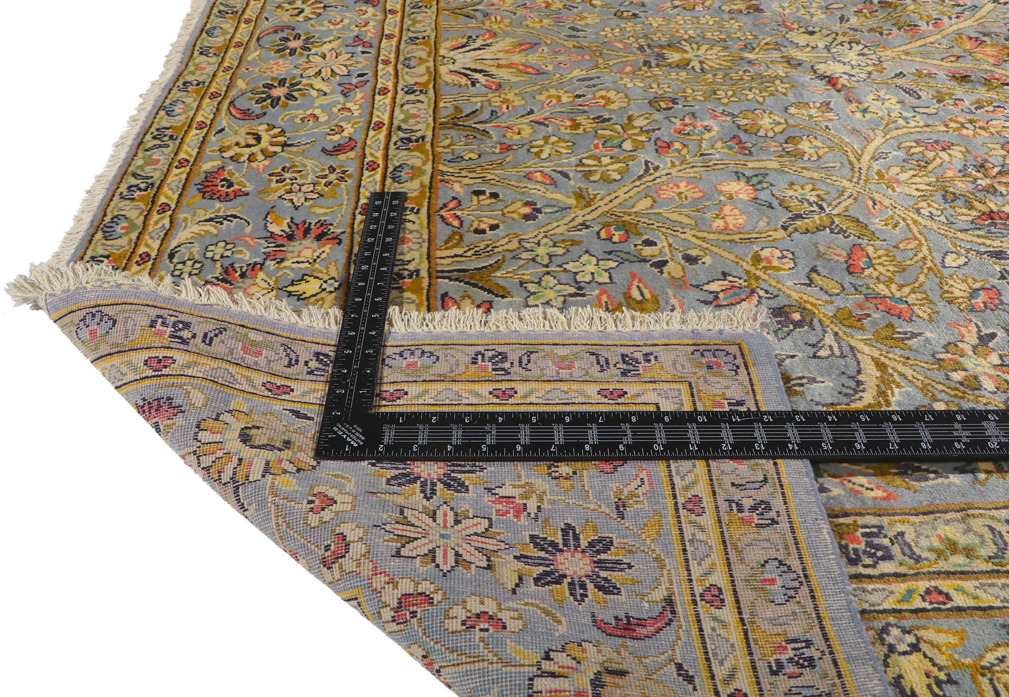 Signed Vintage Persian Kashan Rug, Refined Tranquility Meets Timeless Elegance For Sale 1