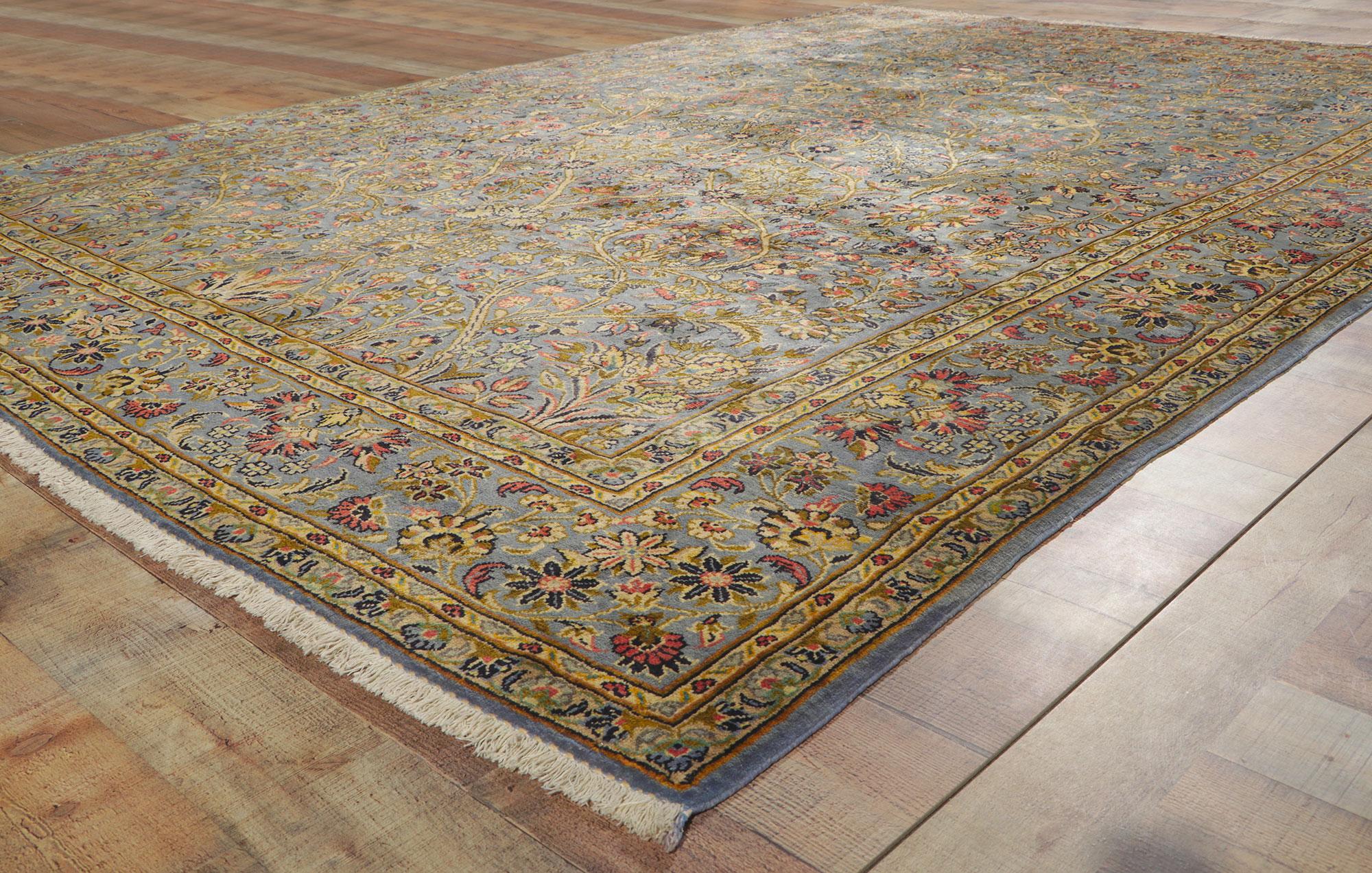 Alfombra Persa Kashan Vintage Firmada, La Refinada Tranquilidad Se Une A La Elegancia Intemporal en venta 3