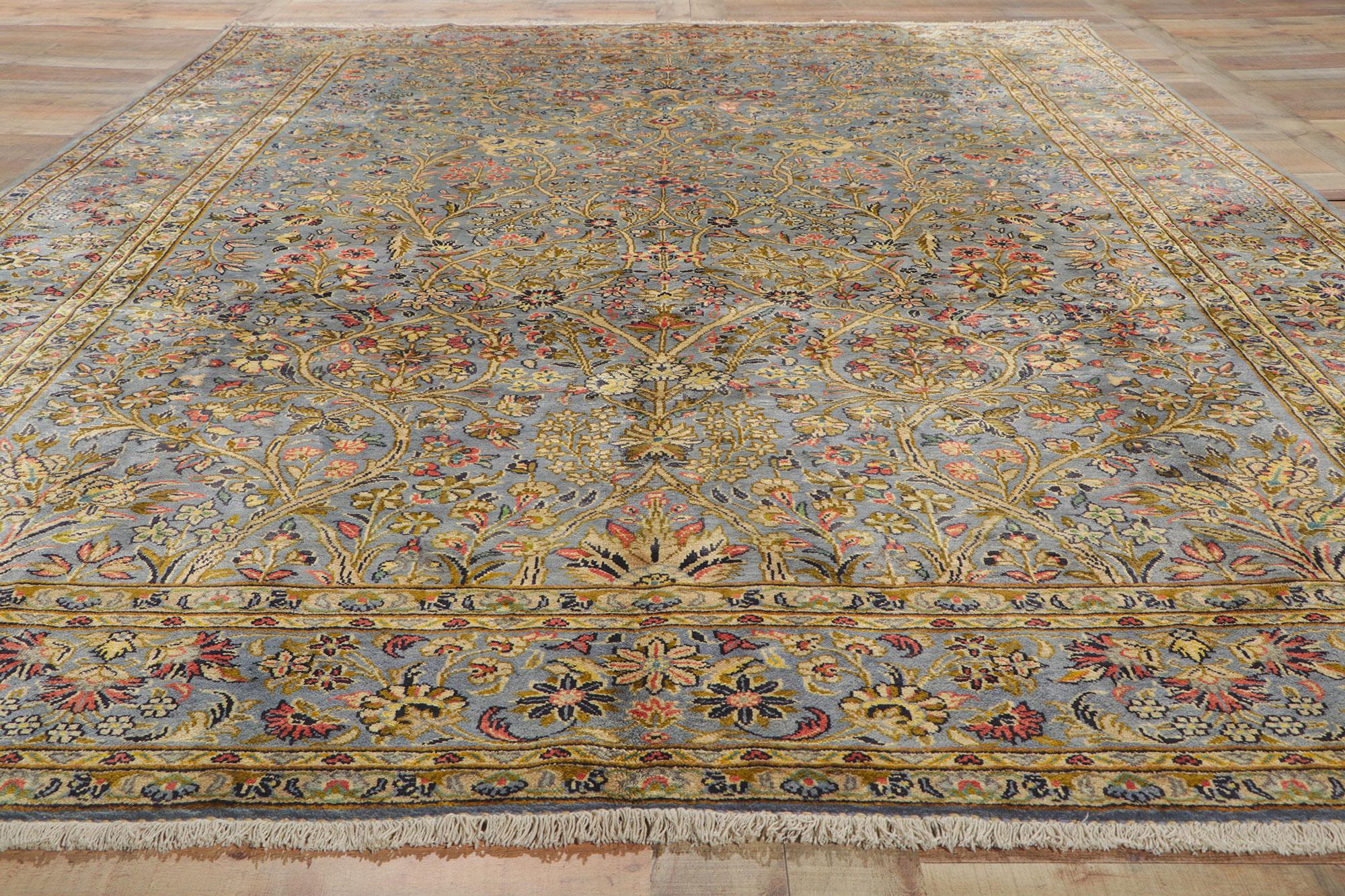 Signed Vintage Persian Kashan Rug, Refined Tranquility Meets Timeless Elegance For Sale 3