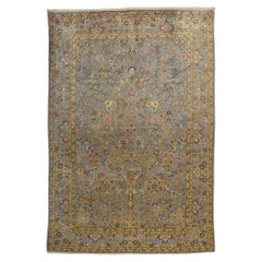 Signed Retro Persian Kashan Rug, Refined Tranquility Meets Timeless Elegance