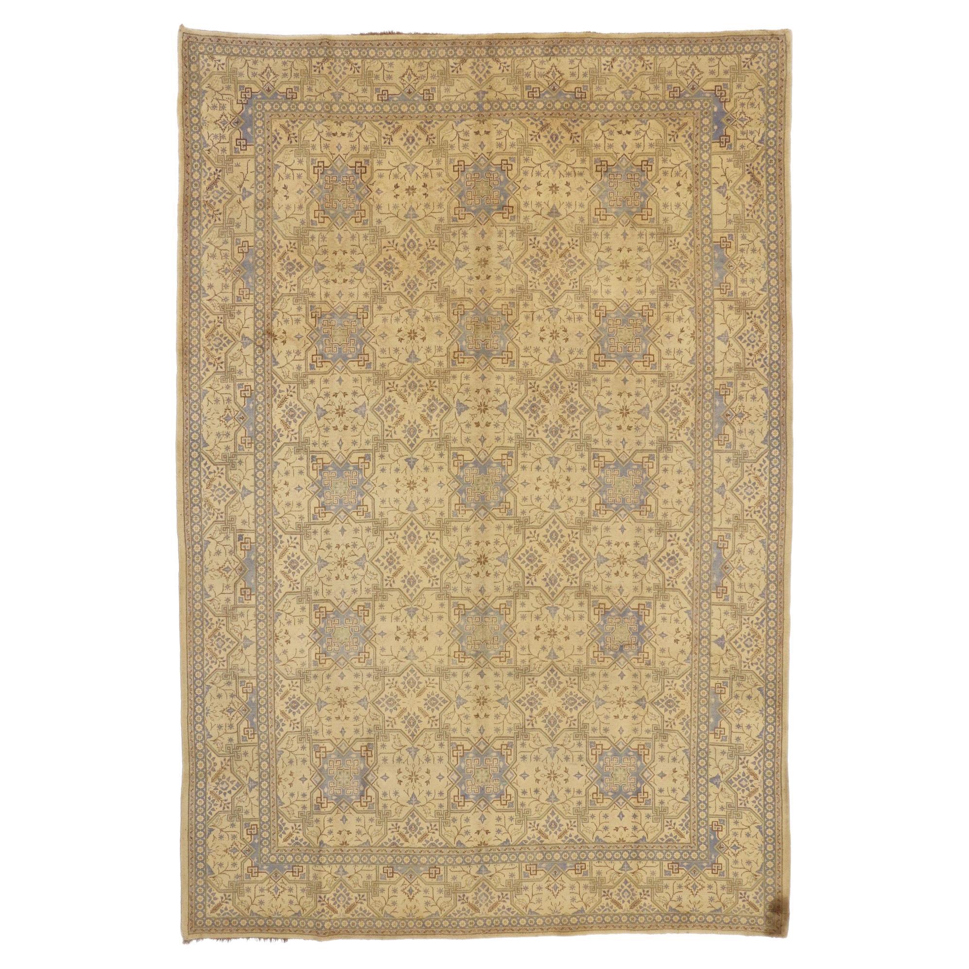Alfombra Persa Kashan Vintage de Estilo Tradicional