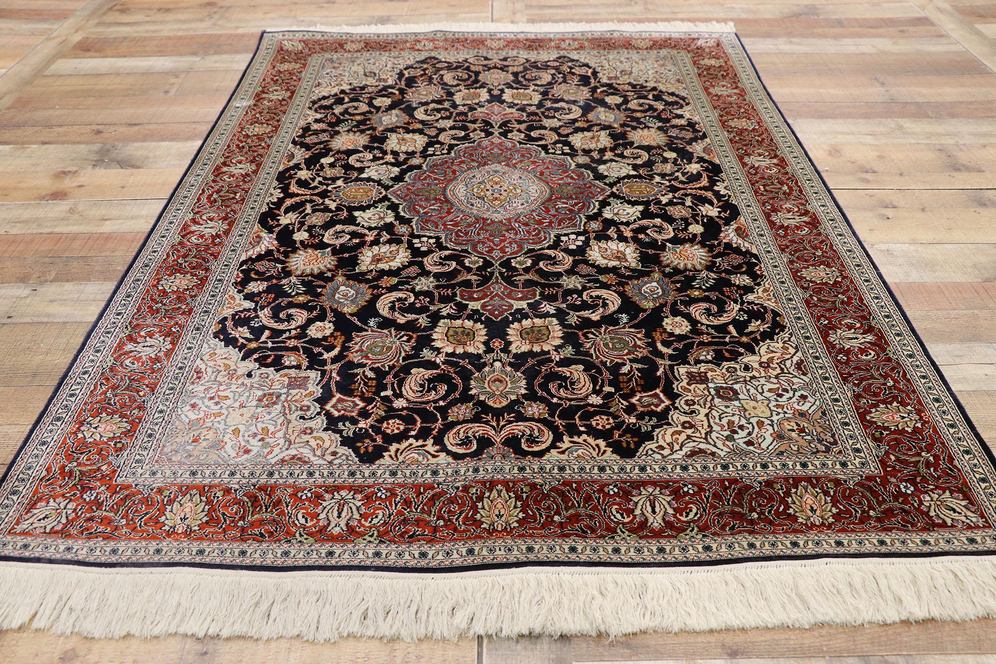 Vintage Persian Kashan Silk Rug with Old World Dutch Renaissance Style For Sale 2