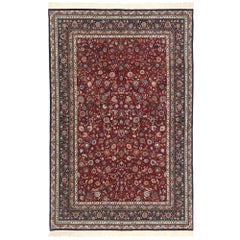 Retro Persian Kashan Style Wool and Silk 300 Line Rug with Traditional Style