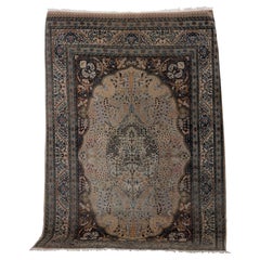 Vintage Persian Kashan 'Tree of Life' Rug in Fine Kork Wool with Silk Highlights