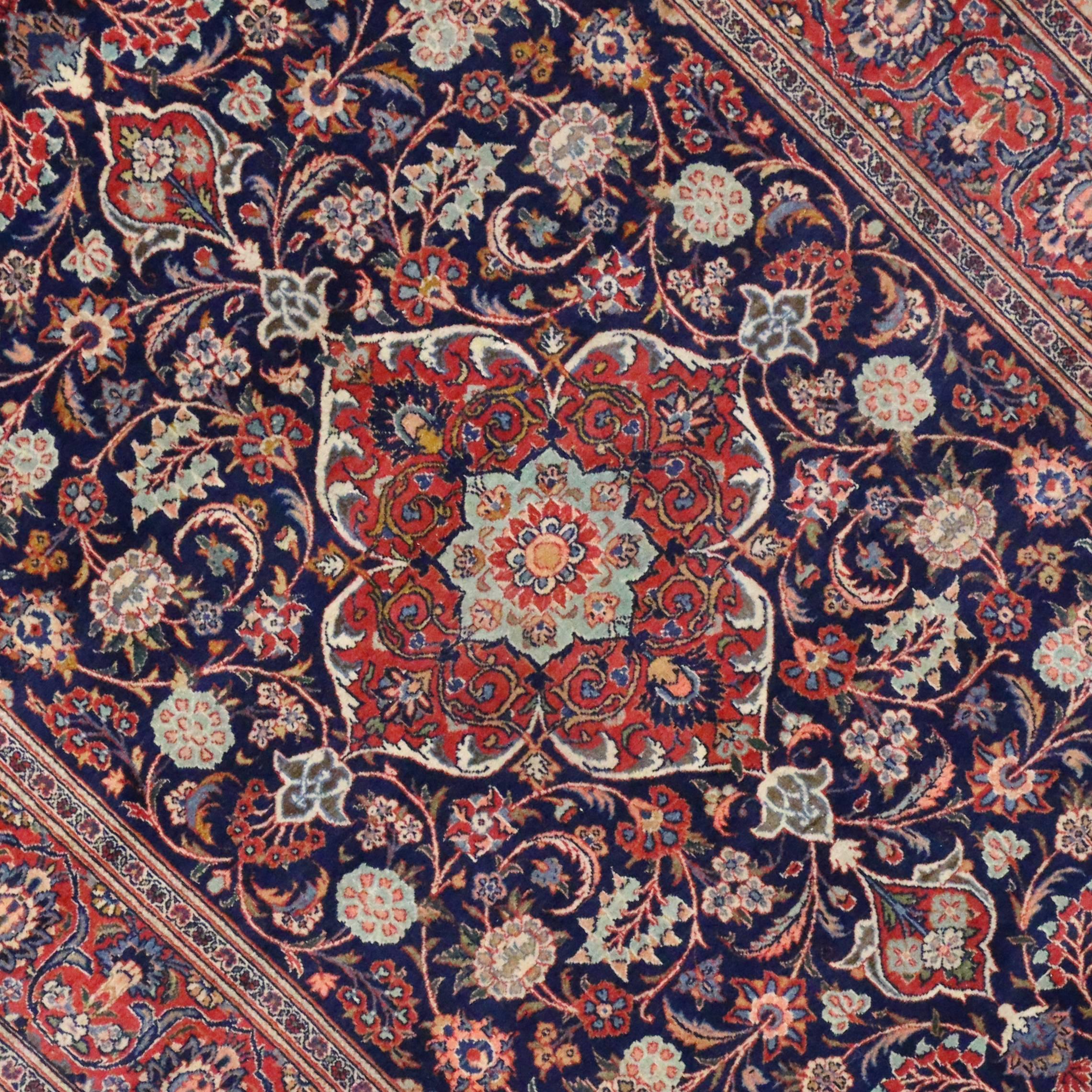 Hand-Knotted Vintage Persian Kashan with Modern Traditional Style For Sale
