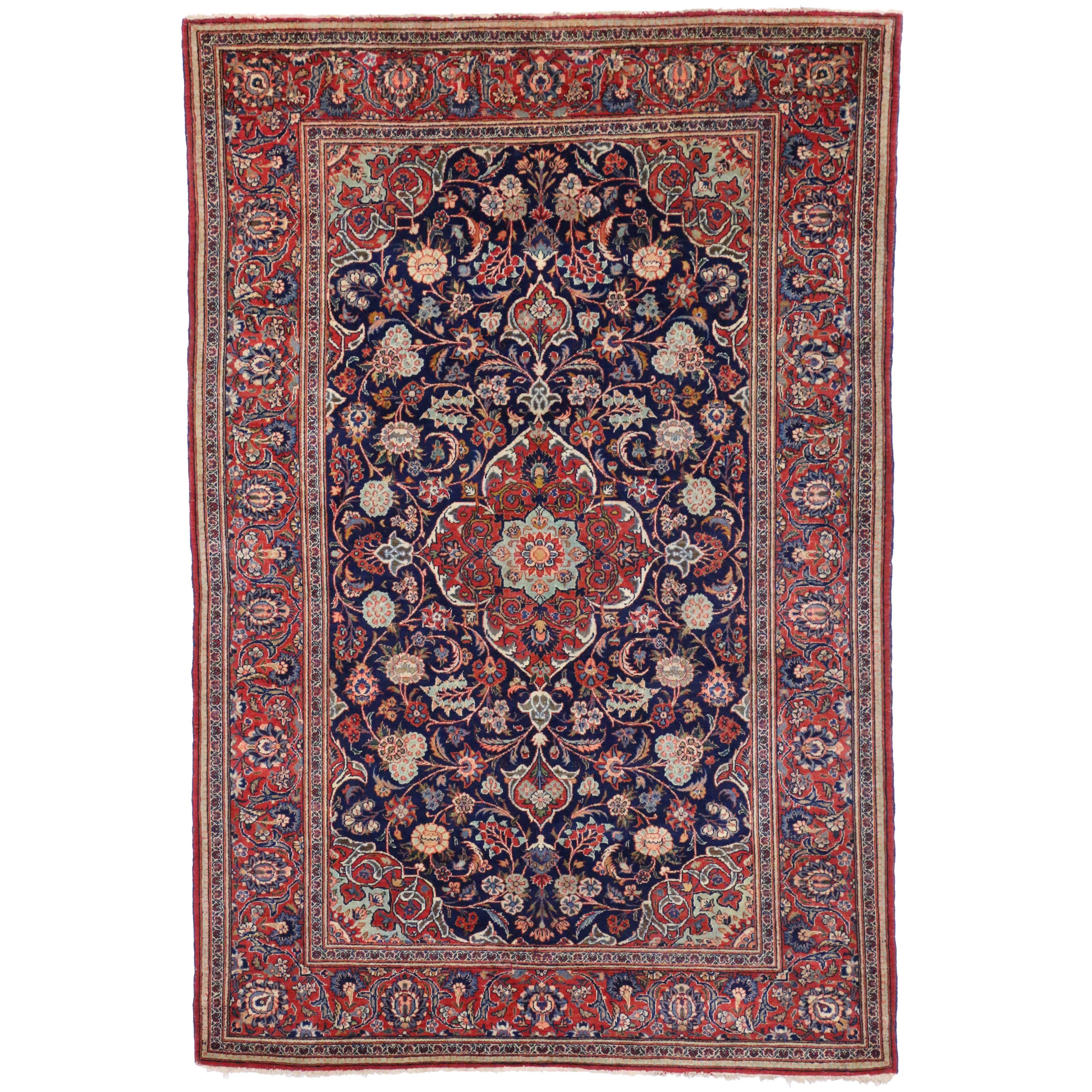 Vintage Persian Kashan with Modern Traditional Style For Sale