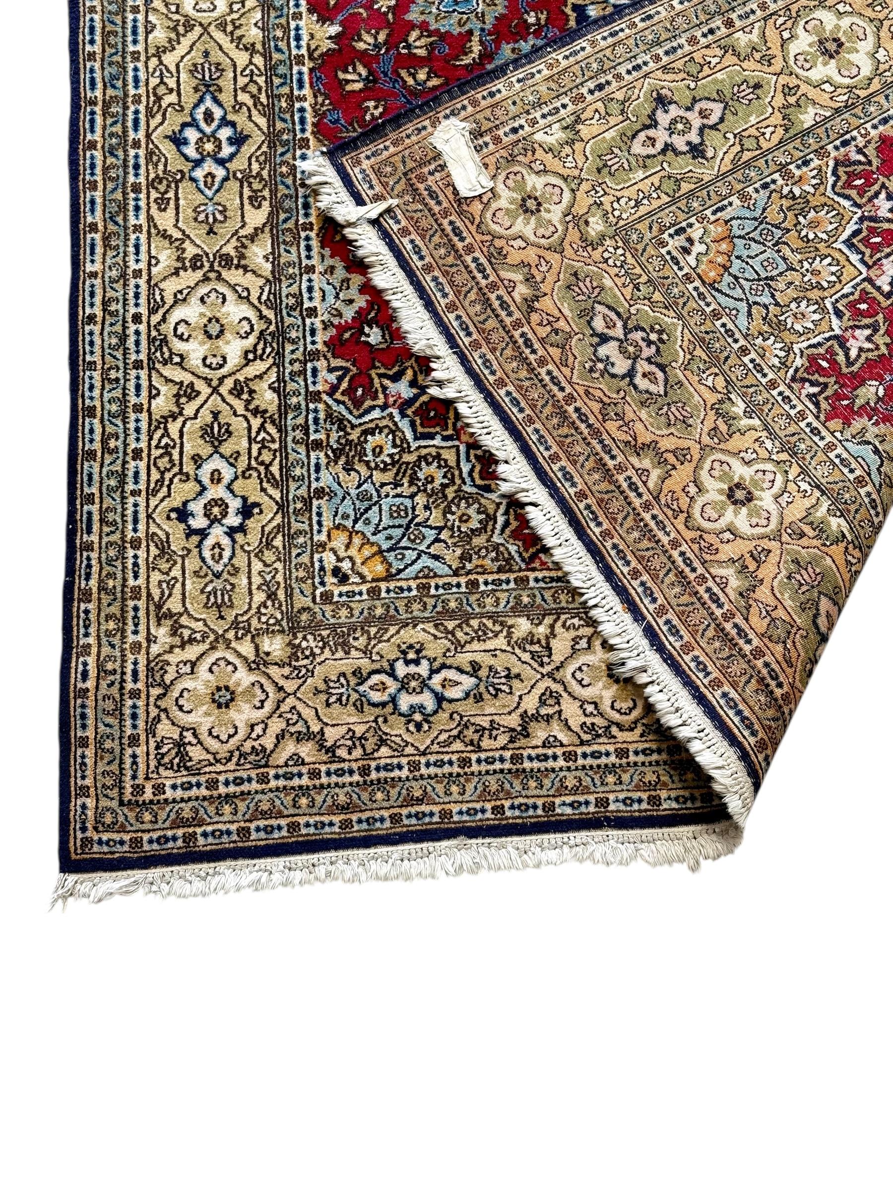 Vintage Persian Kashan Wool Rug with Red Field and Floral Medallion For Sale 5