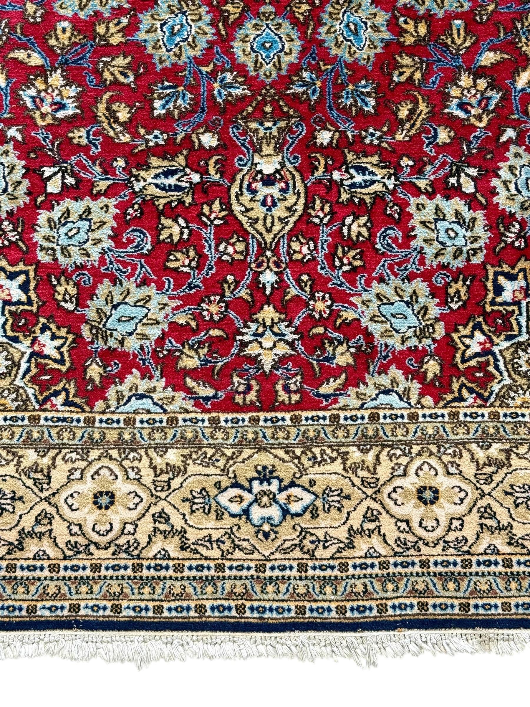 Vintage Persian Kashan Wool Rug with Red Field and Floral Medallion For Sale 1