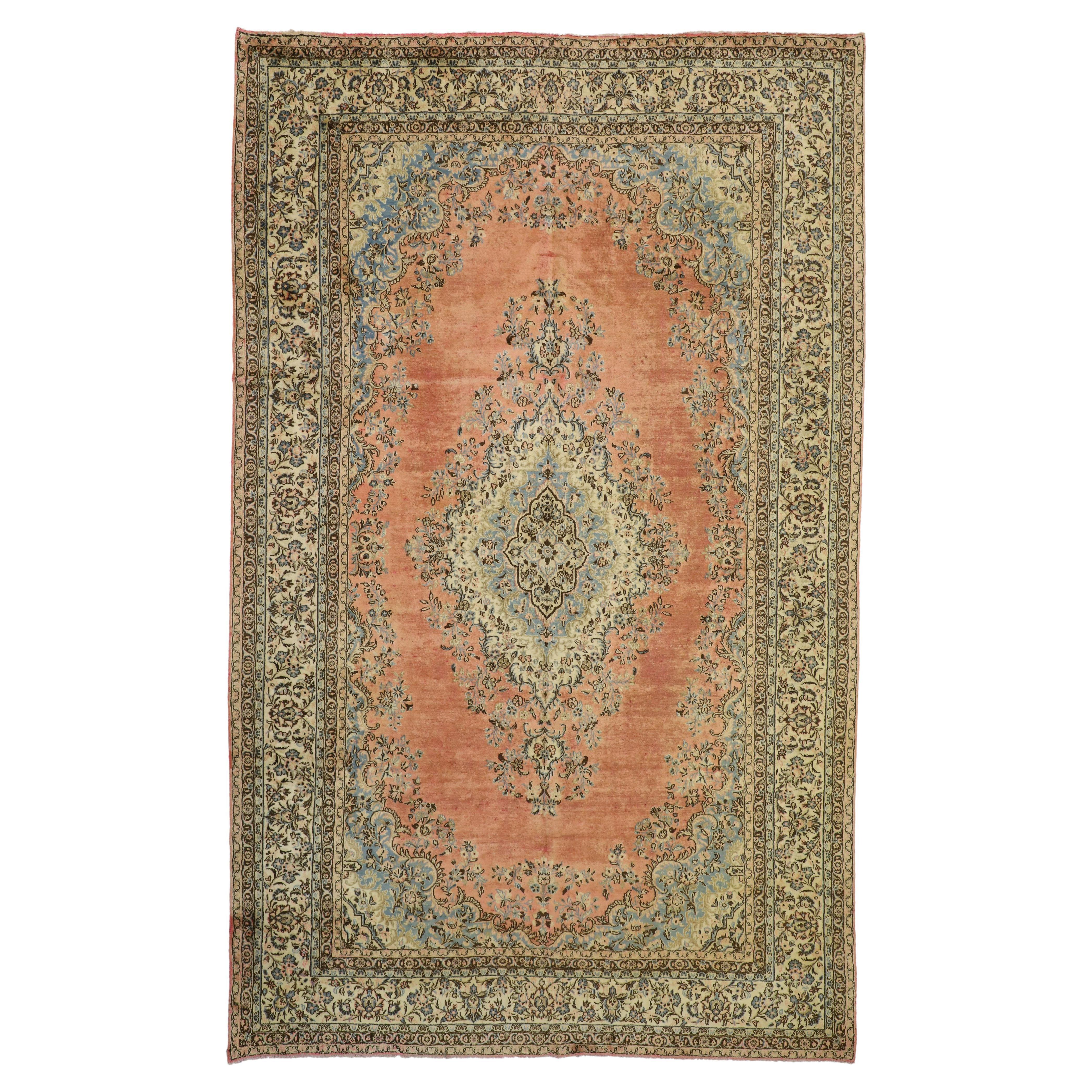Vintage Persian Kasvin Hamadan Room Size Rug For Sale