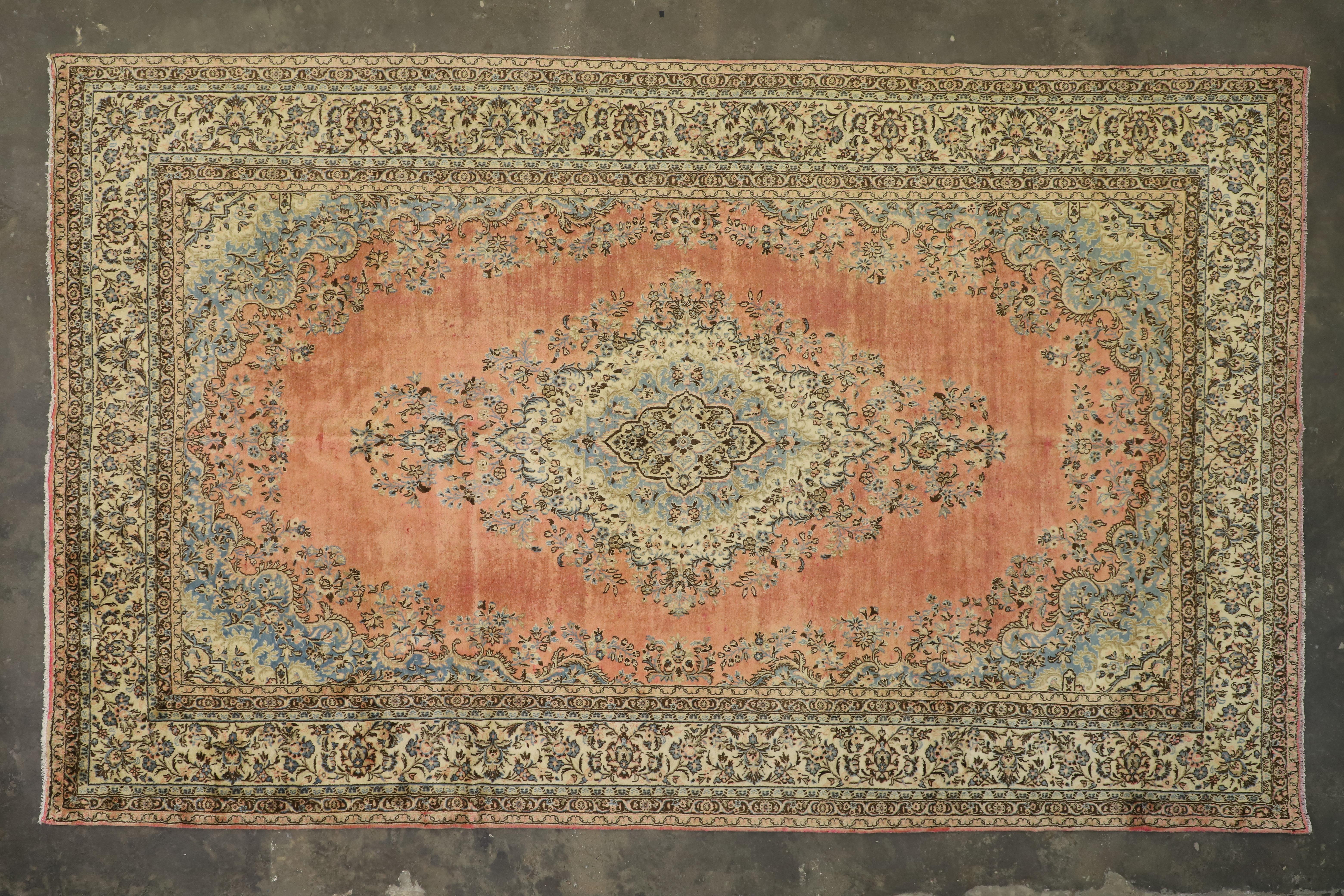 Wool Vintage Persian Kasvin Hamadan Room Size Rug  For Sale