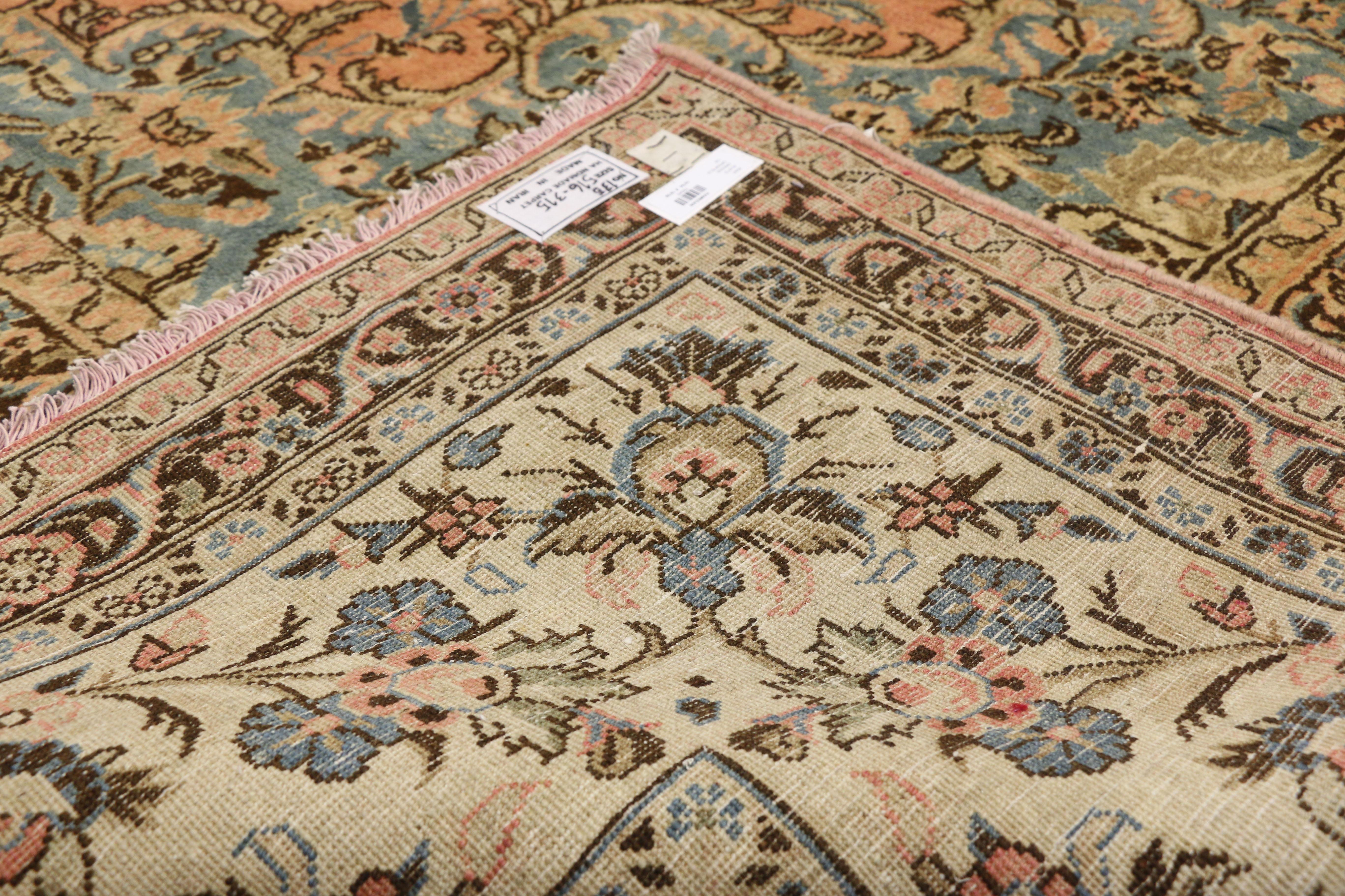 Hand-Knotted Vintage Persian Kasvin Hamadan Room Size Rug  For Sale