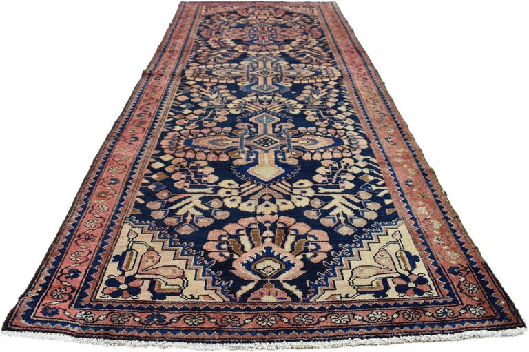 Kasvin Rug Vintage Persian Kasvin Hamadan Runner with Sarouk Design, Hallway ...