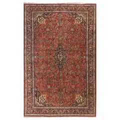 Vintage Persian Kazvin Red / Navy Rug, circa 1930, Size 10'9 x 15'8