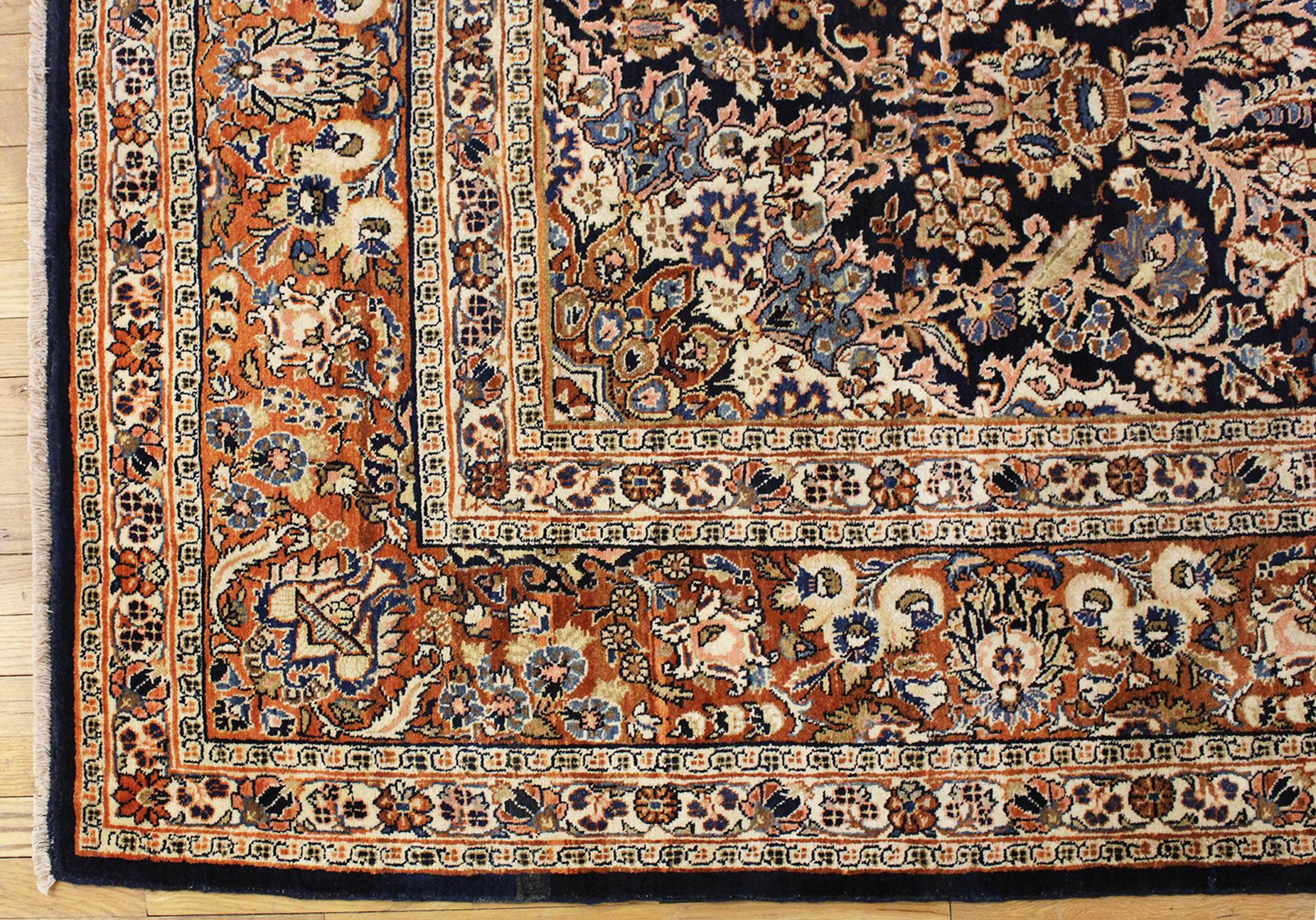 Mid-20th Century Vintage Persian Kazvin Oriental Rug, in Room Size with Flowers and Soft Tones For Sale