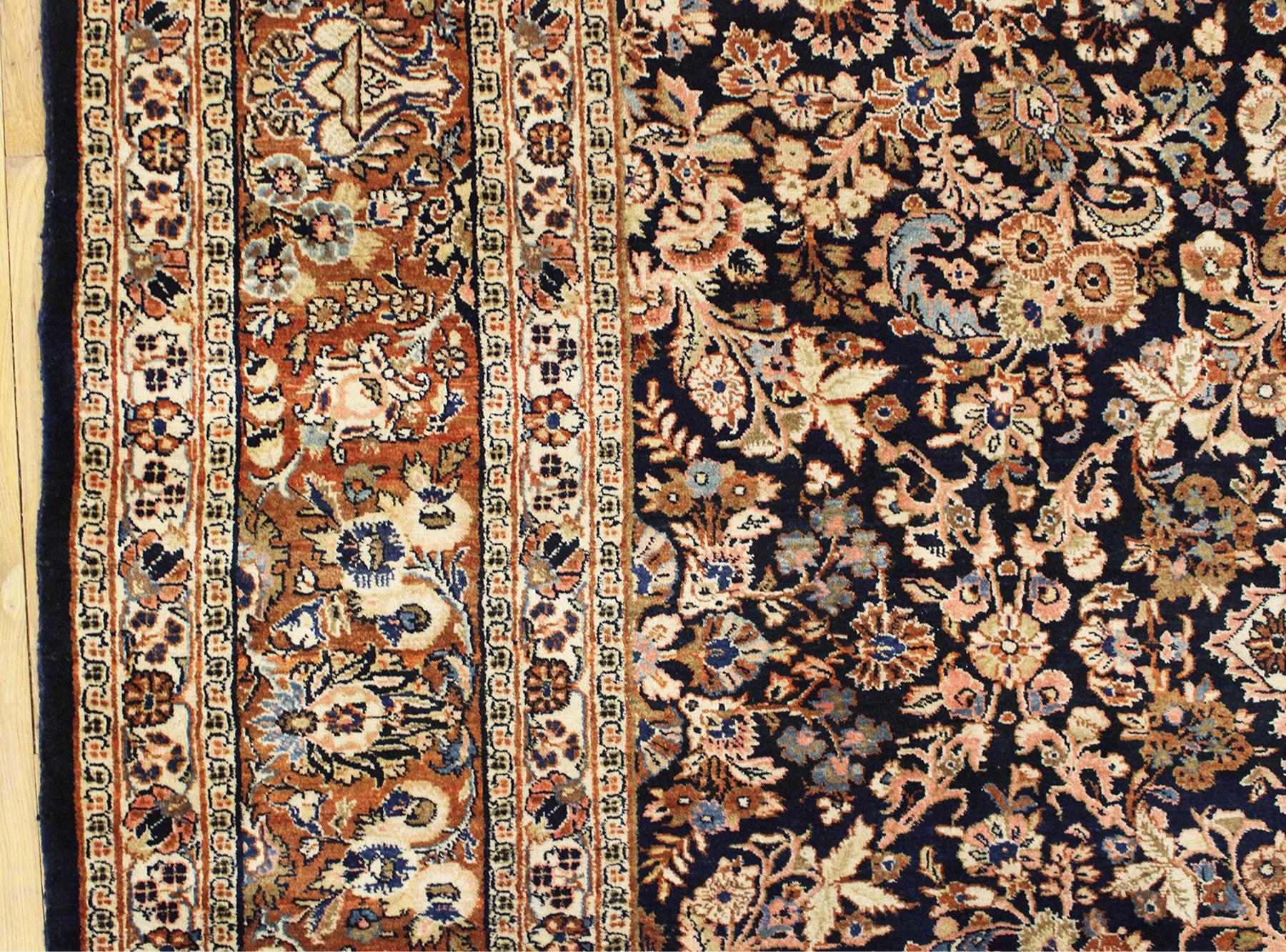 Vintage Persian Kazvin Oriental Rug, in Room Size with Flowers and Soft Tones For Sale 2