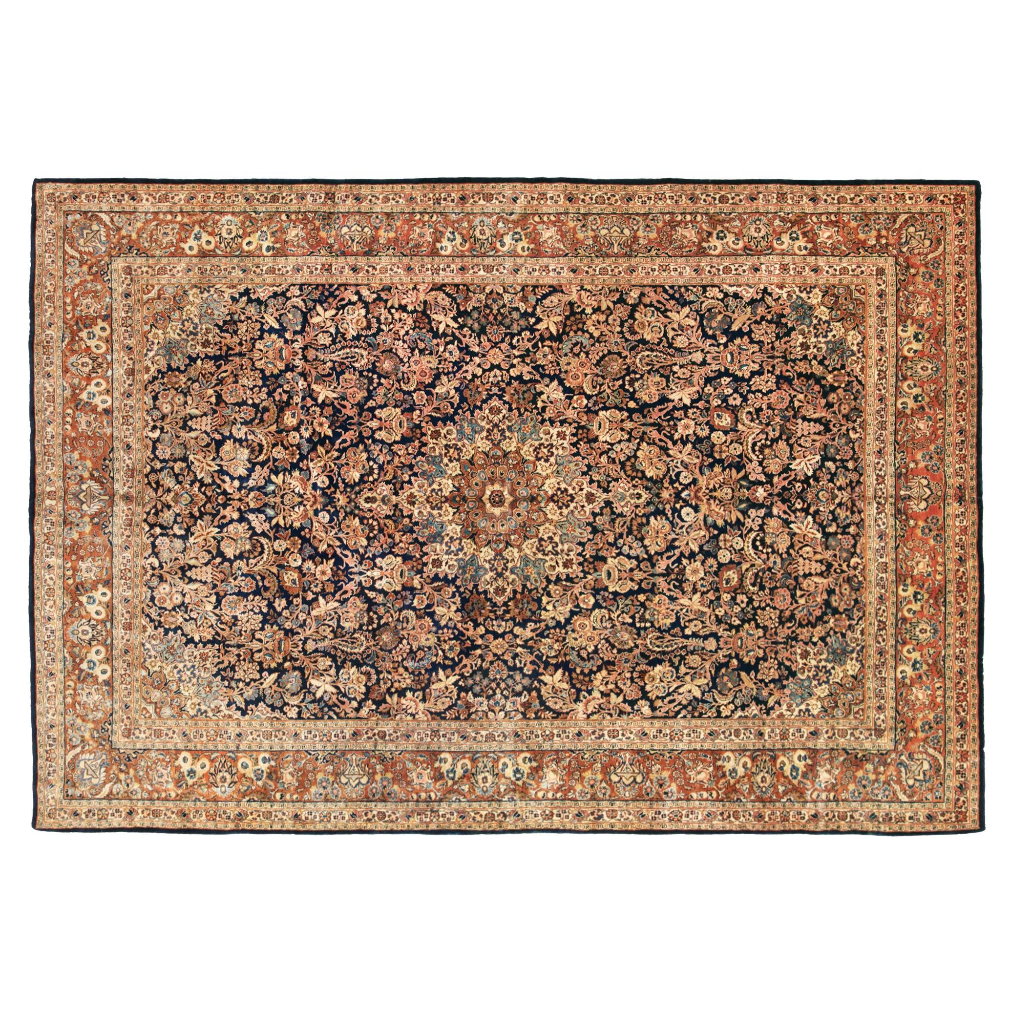 Vintage Persian Kazvin Oriental Rug, in Room Size with Flowers and Soft Tones For Sale