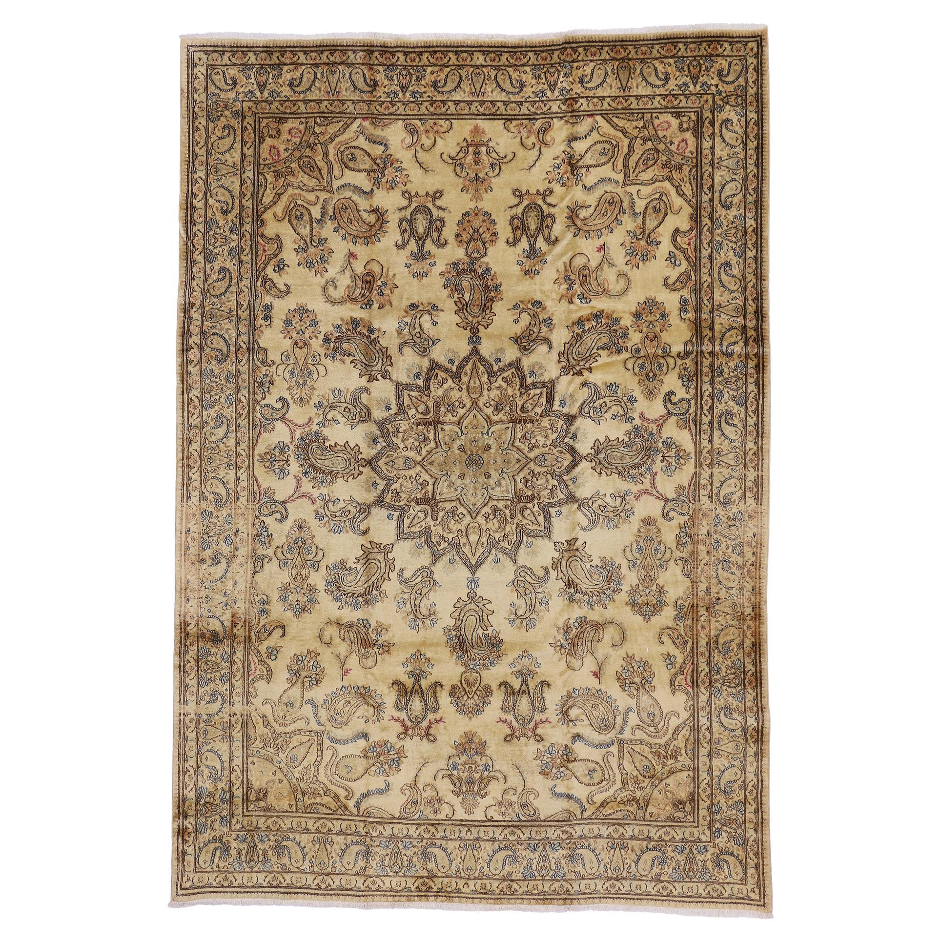 Vintage Persian Kerman Carpet For Sale