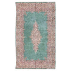  Traditional Handwoven Vintage Persian Kerman Green / Ivory