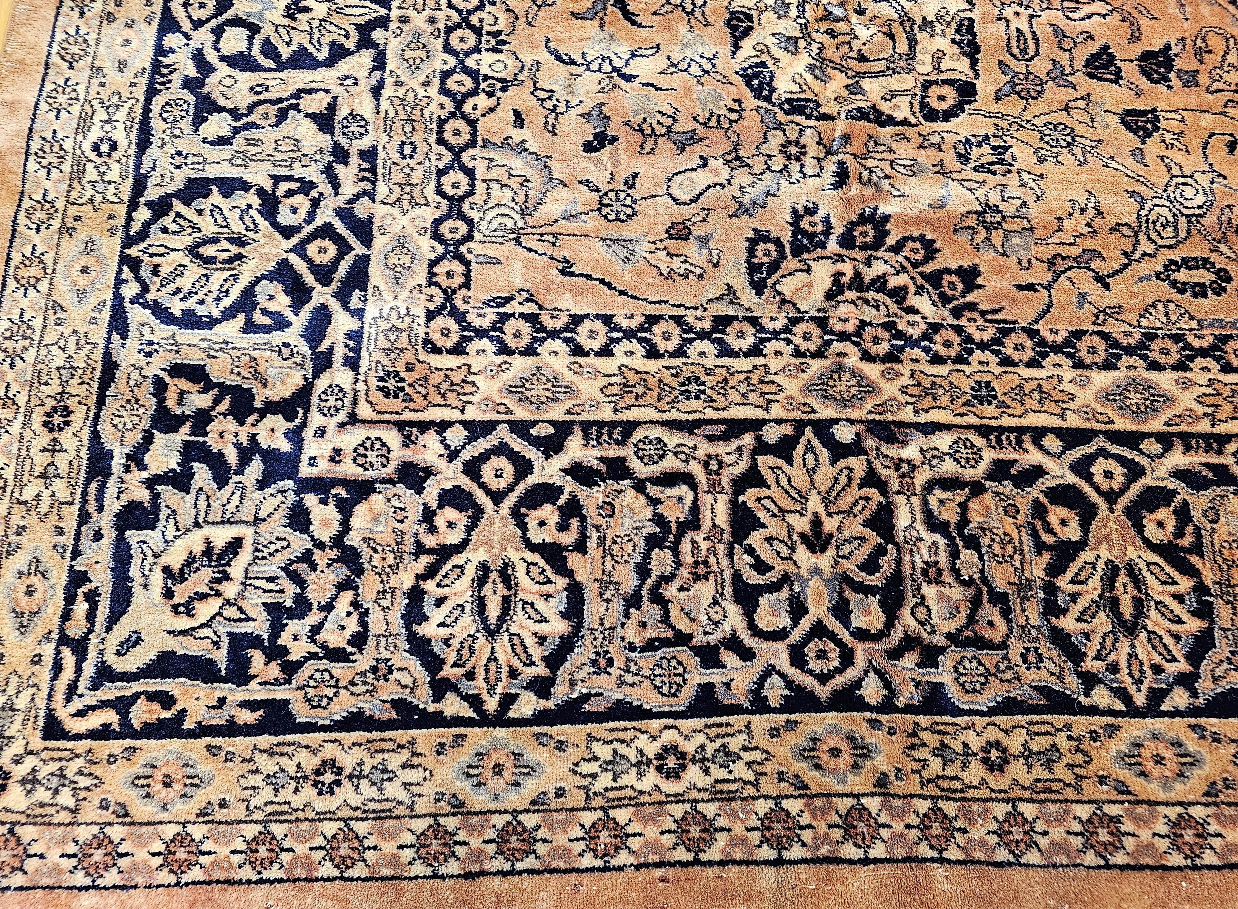 Vintage Persian Kerman in All Over Pattern in Camelhair, Black, Gray, Ivory For Sale 1