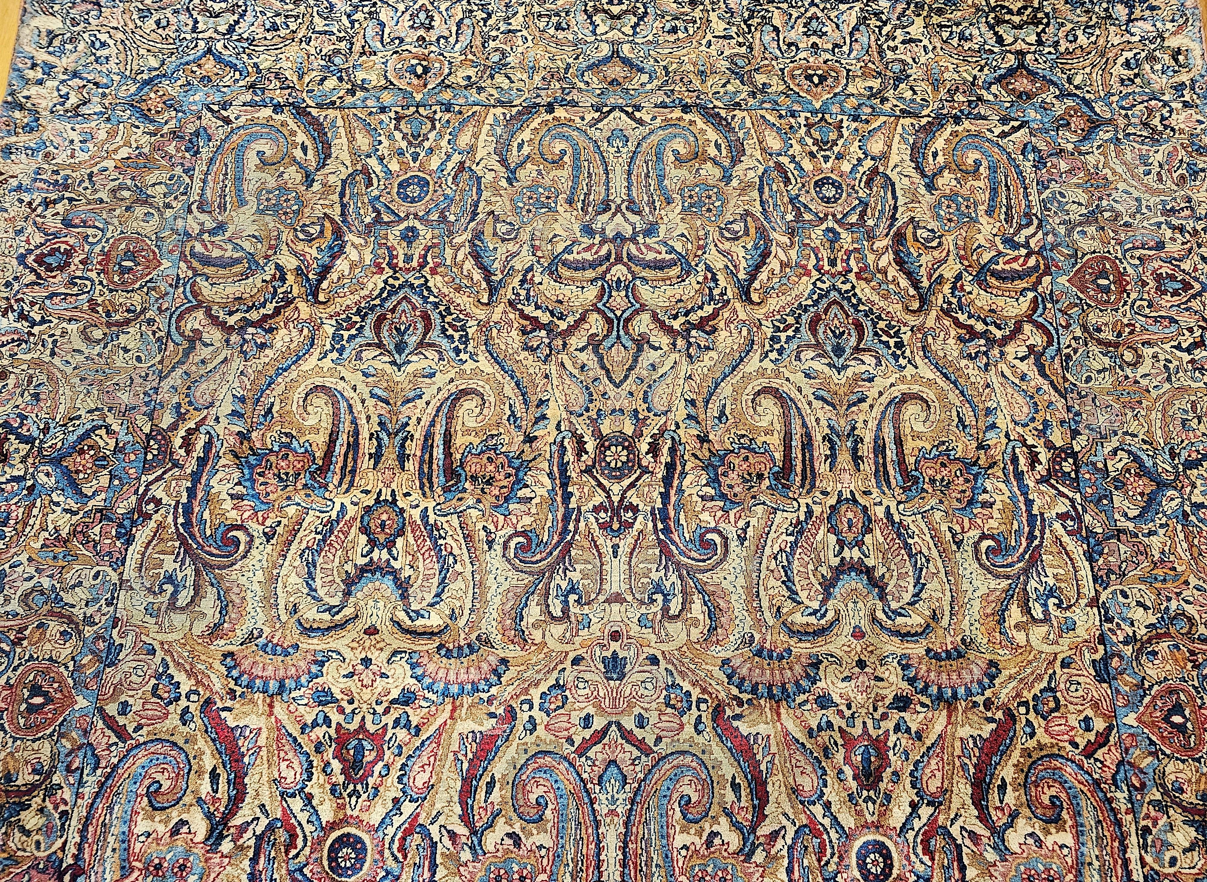 20th Century Vintage Near Square Size Persian Kerman in an All-Over Pattern For Sale