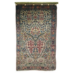 Lavar persa vintage de Kerman con estampado floral integral