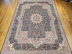 Antique Kerman Lavar Rug, Wool on Cotton, Millefleur Design, 1920s