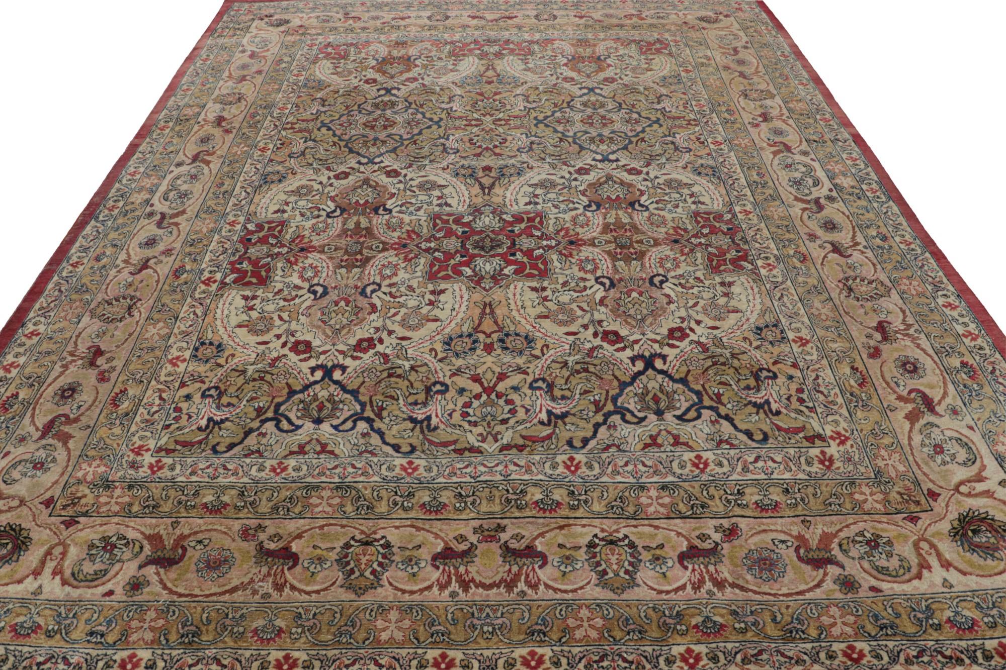 Hand-Woven Vintage Persian Kerman Lavar rug, with Floral Patterns, from Rug & Kilim For Sale