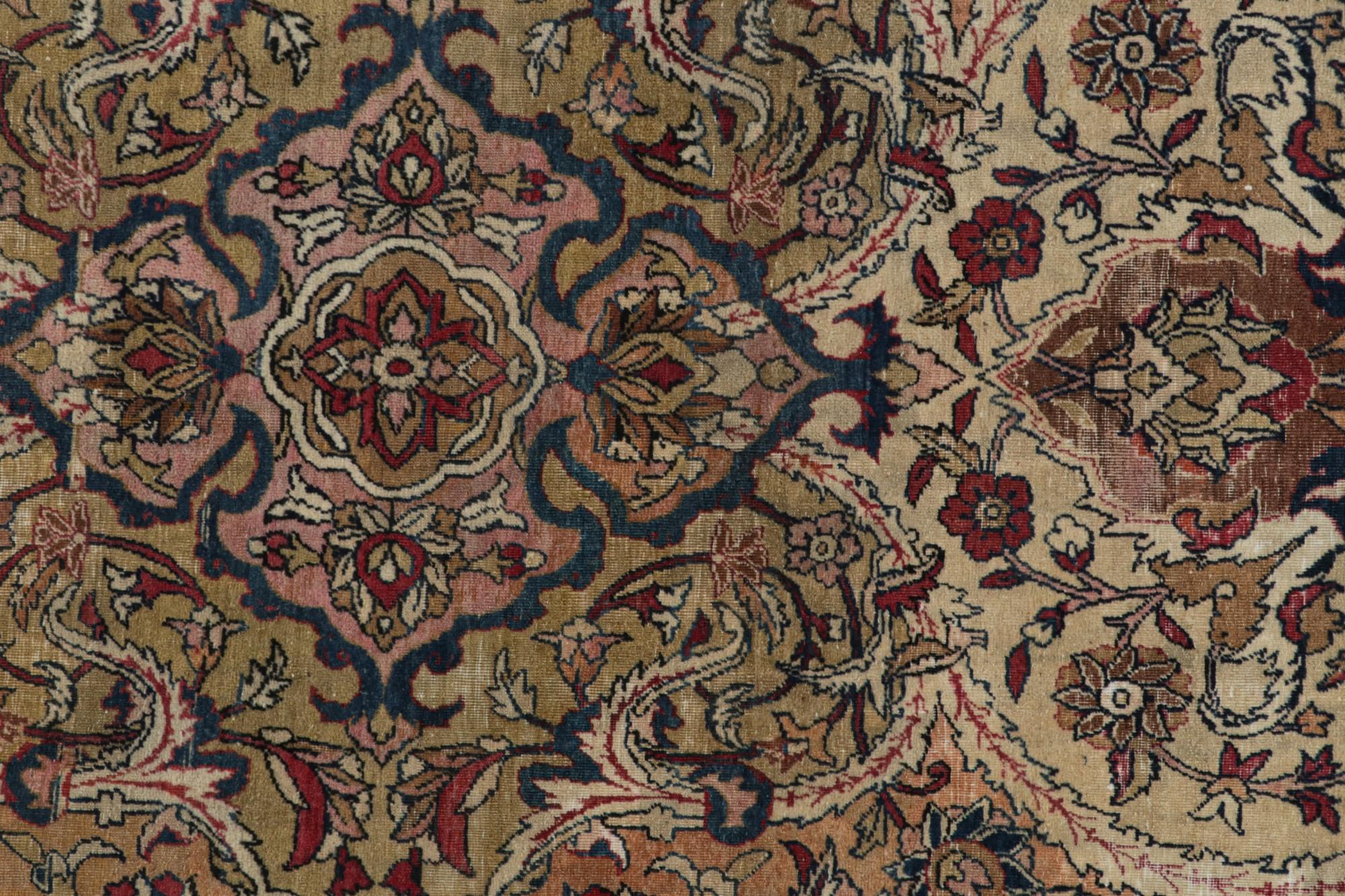 Wool Vintage Persian Kerman Lavar rug, with Floral Patterns, from Rug & Kilim For Sale