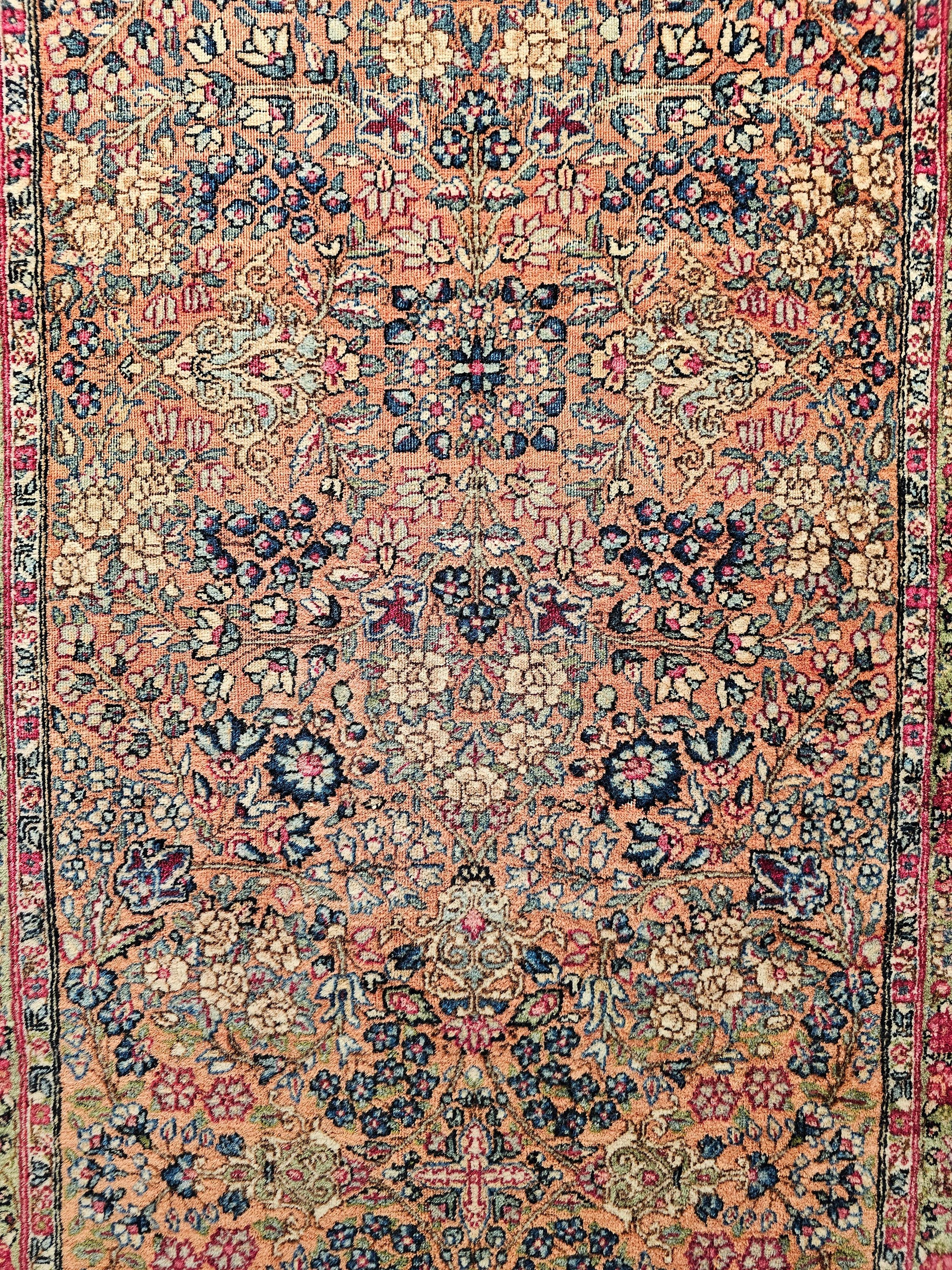 19th Century Persian Kerman Lavar Runner in an Allover Floral Design in Rust Red In Good Condition For Sale In Barrington, IL
