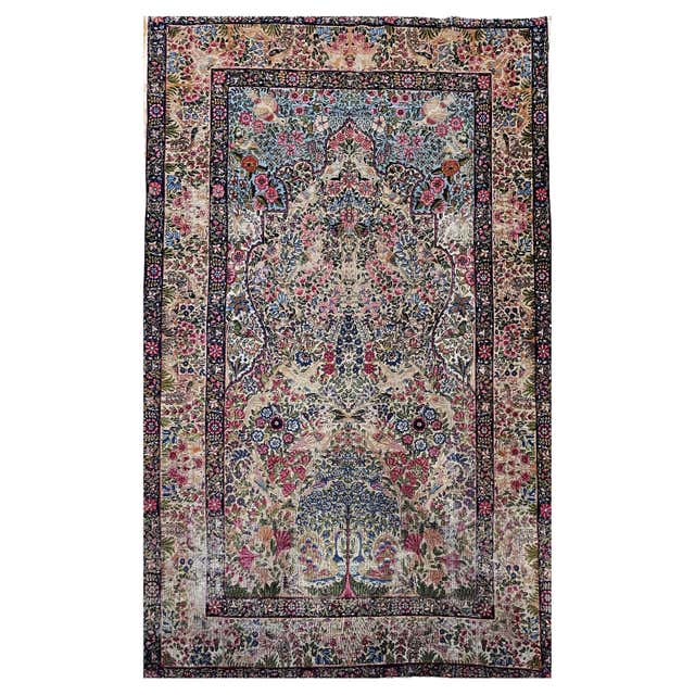 Vintage Persian Kerman Lavar “Tree of Life” For Sale at 1stDibs