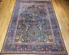 Antique Persian Kerman Lavar Rug, Tree of Life Design, Wool, 1900s