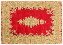 Vintage Persian Kerman Oriental Rug, Room Size, with a Central Medallion