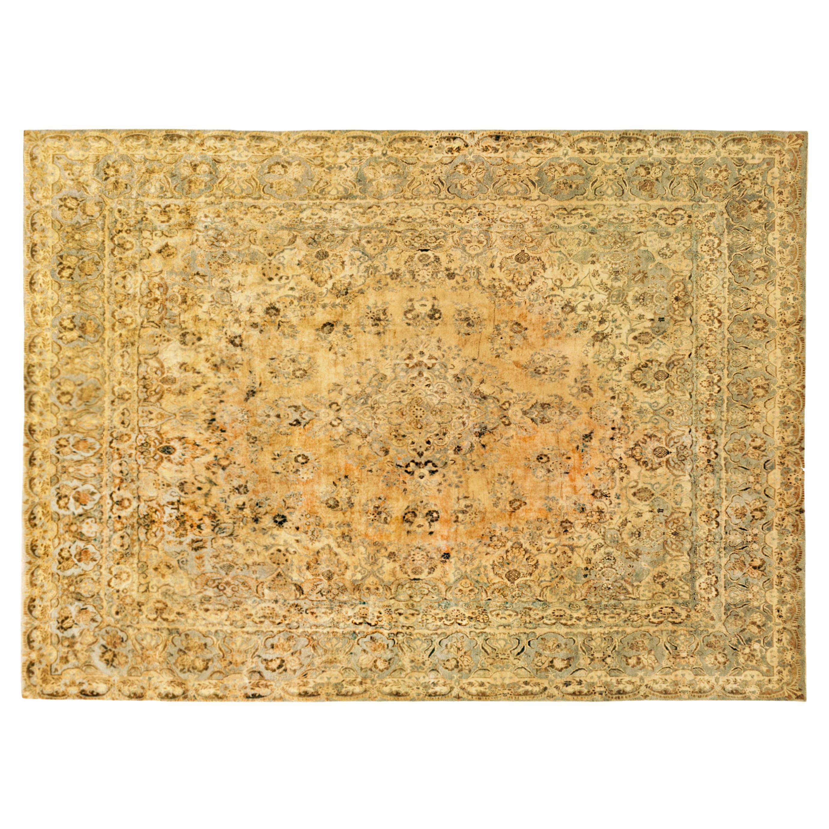 Persischer Kerman- Orientalischer Teppich, Zimmergröße, mit zentralem Medaillon