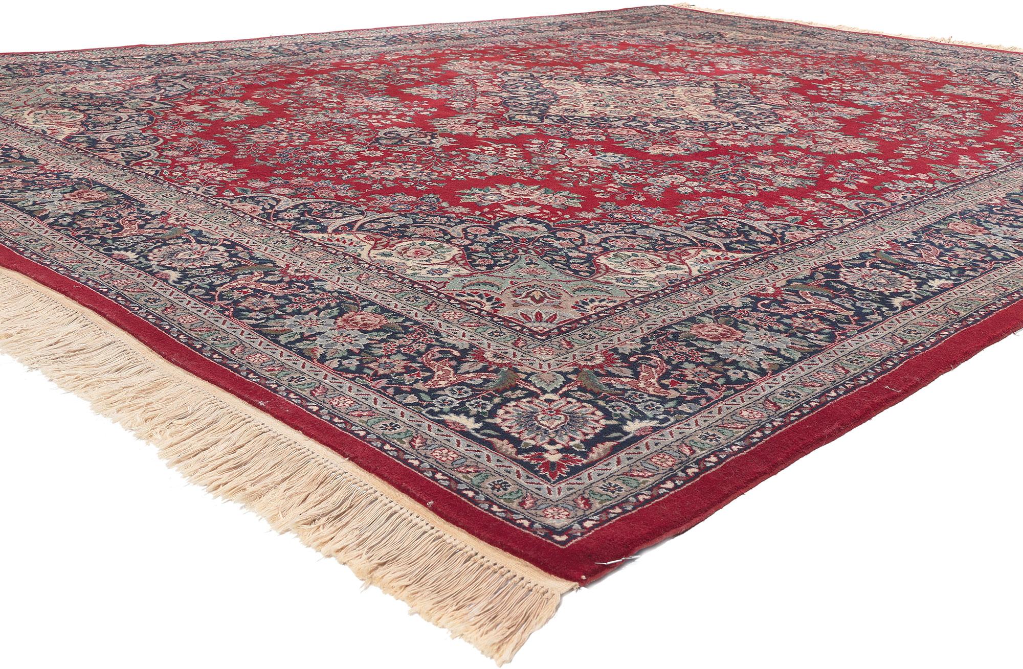 78555 Vintage Pakistani Kerman Rug, 09'00 x 12'02. 
Emulating regal charm with incredible detail and texture, this hand knotted vintage Pakistani Kerman rug is a captivating vision of woven beauty. The intricate floral design and sophisticated color
