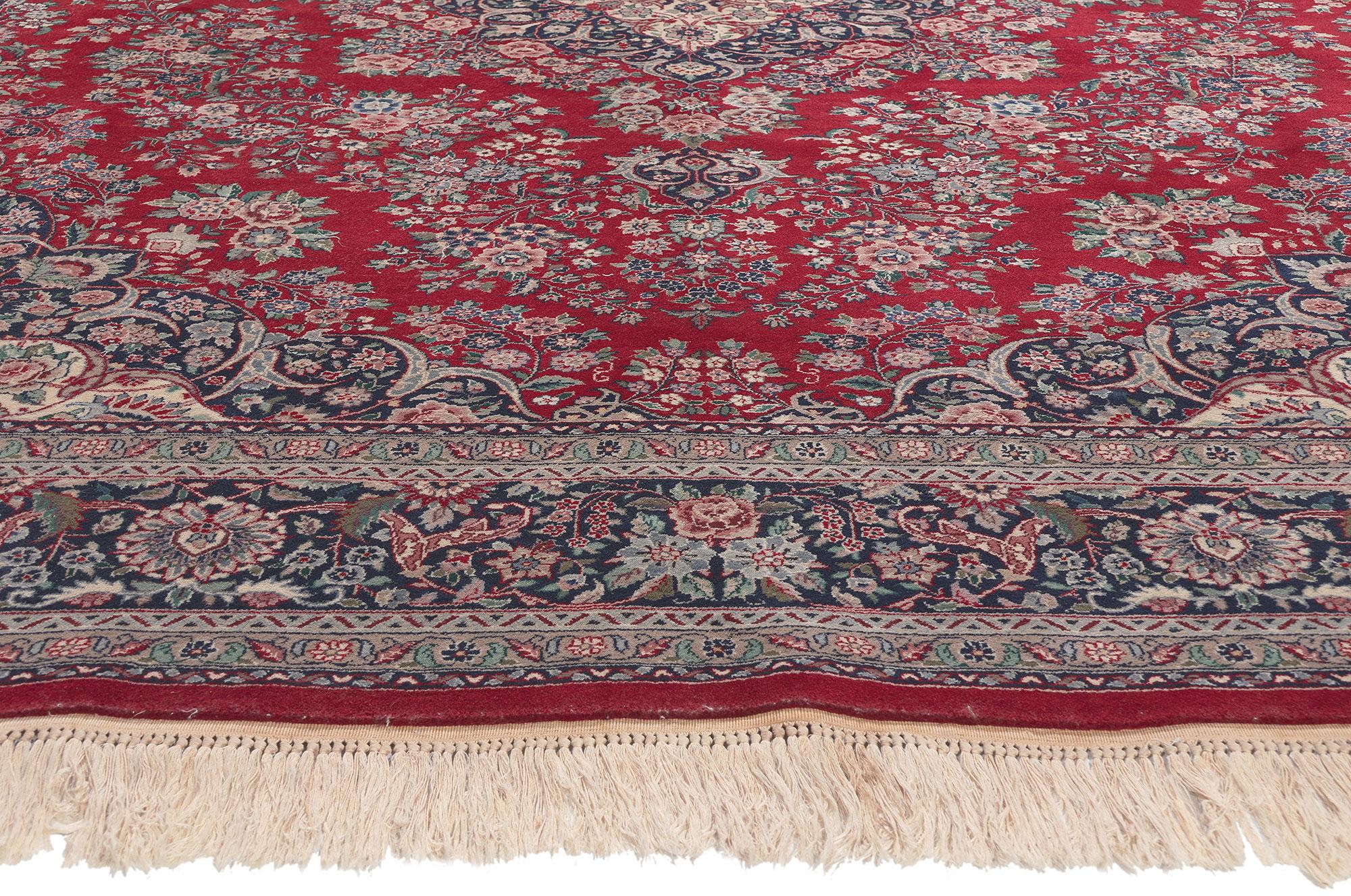 Hand-Knotted Vintage Persian Kerman Pakistani Rug, Regal Charm Meets Stately Decadence For Sale