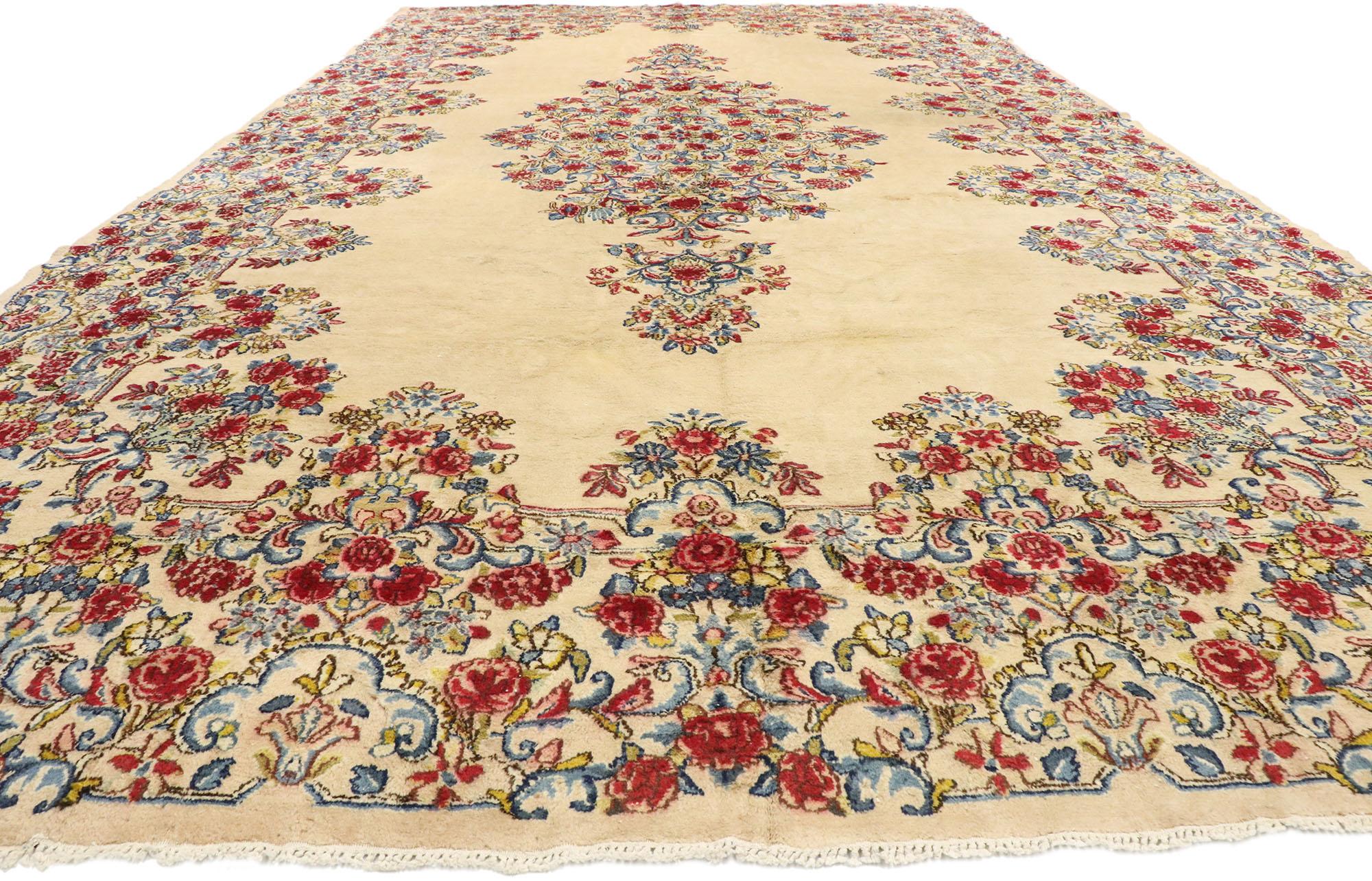 Hand-Knotted Vintage Persian Kerman Palace Size Rug, Persian Kirman Rug For Sale