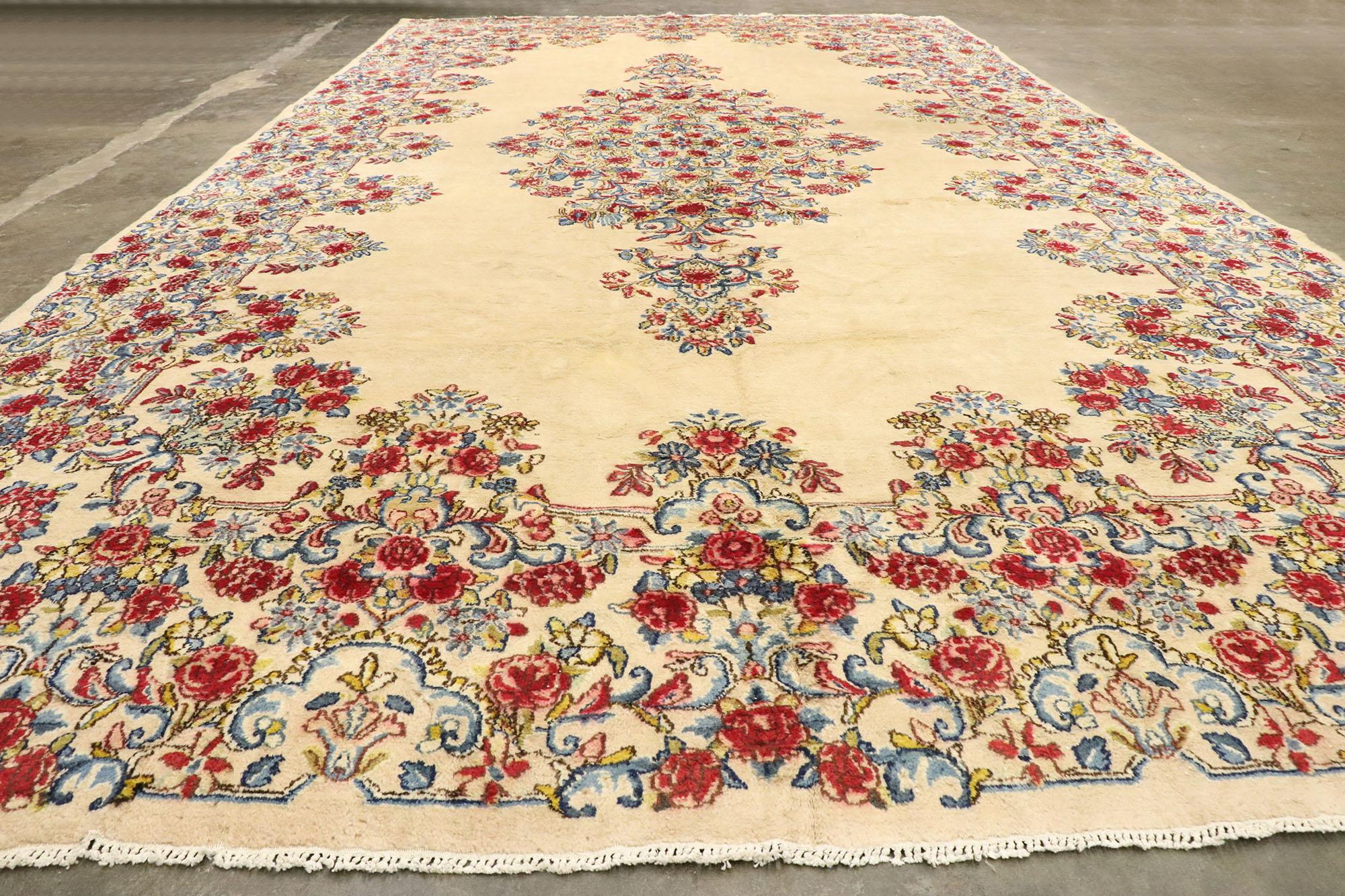 Laine Tapis persan vintage de taille palais Kerman, tapis persan Kirman en vente