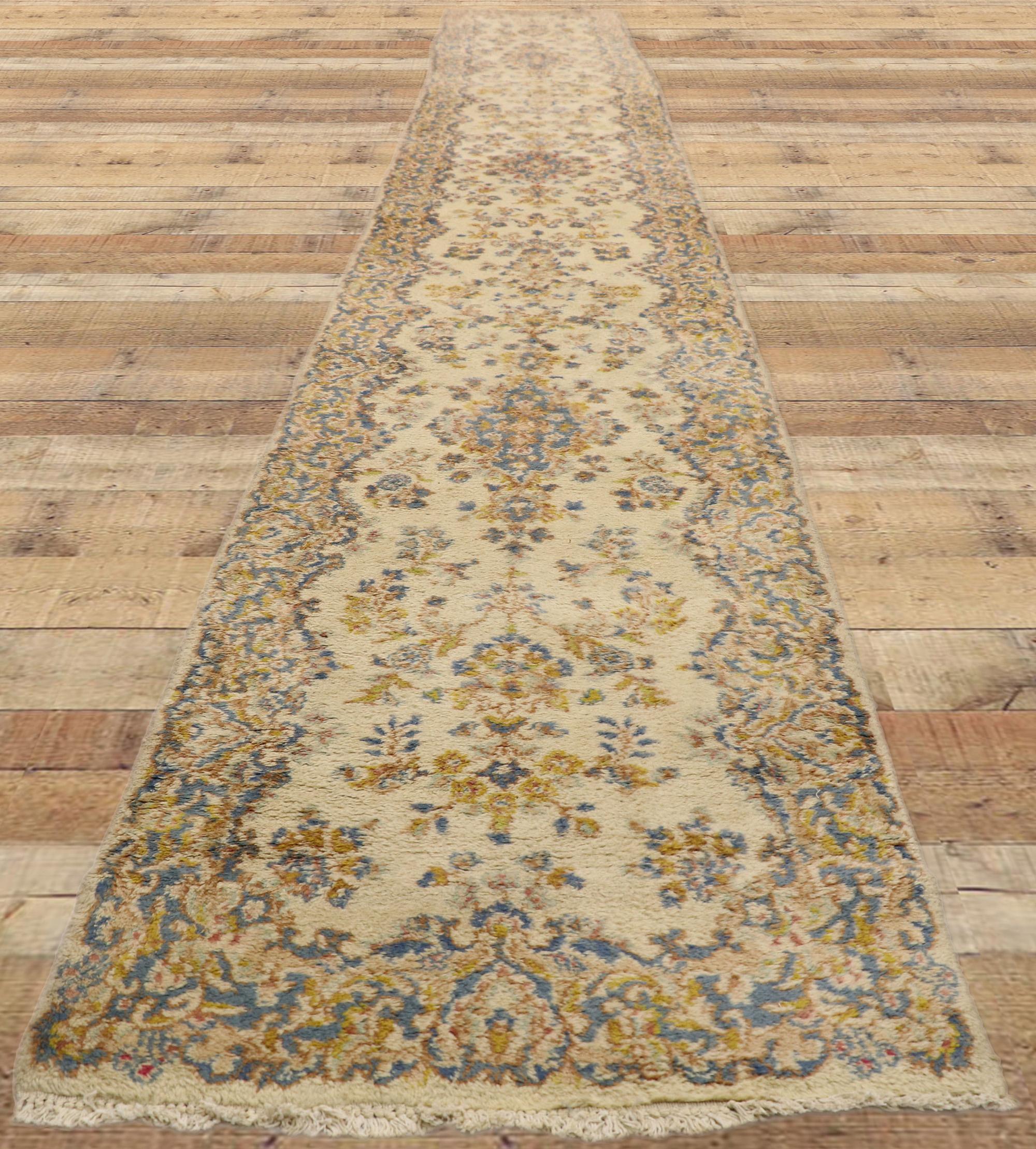 Vintage Persian Kerman Rug Carpet Runner, 02'06 x 19'03 For Sale 1