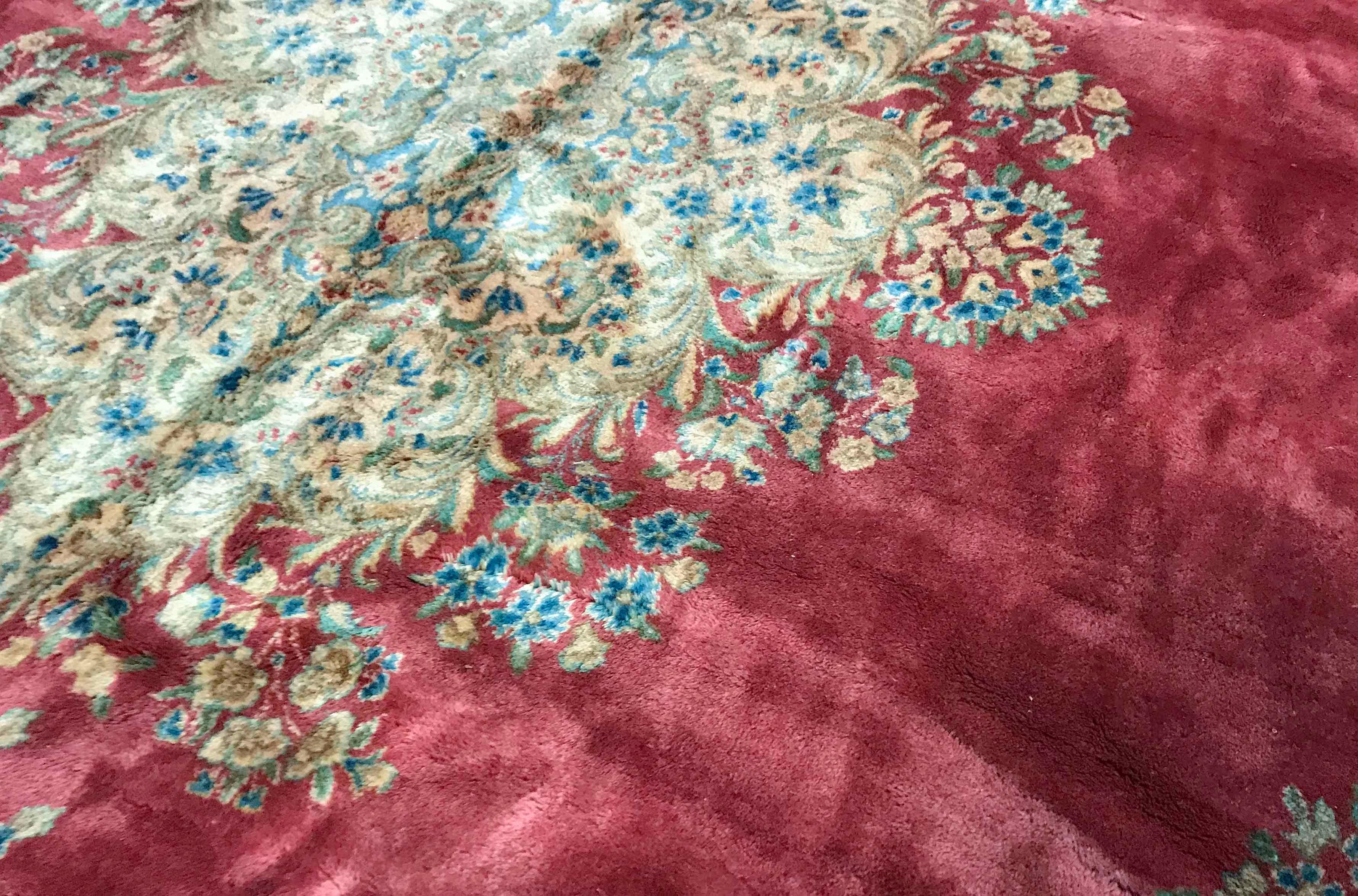 Hand-Woven Vintage Persian Kerman Rug, circa 1940 For Sale