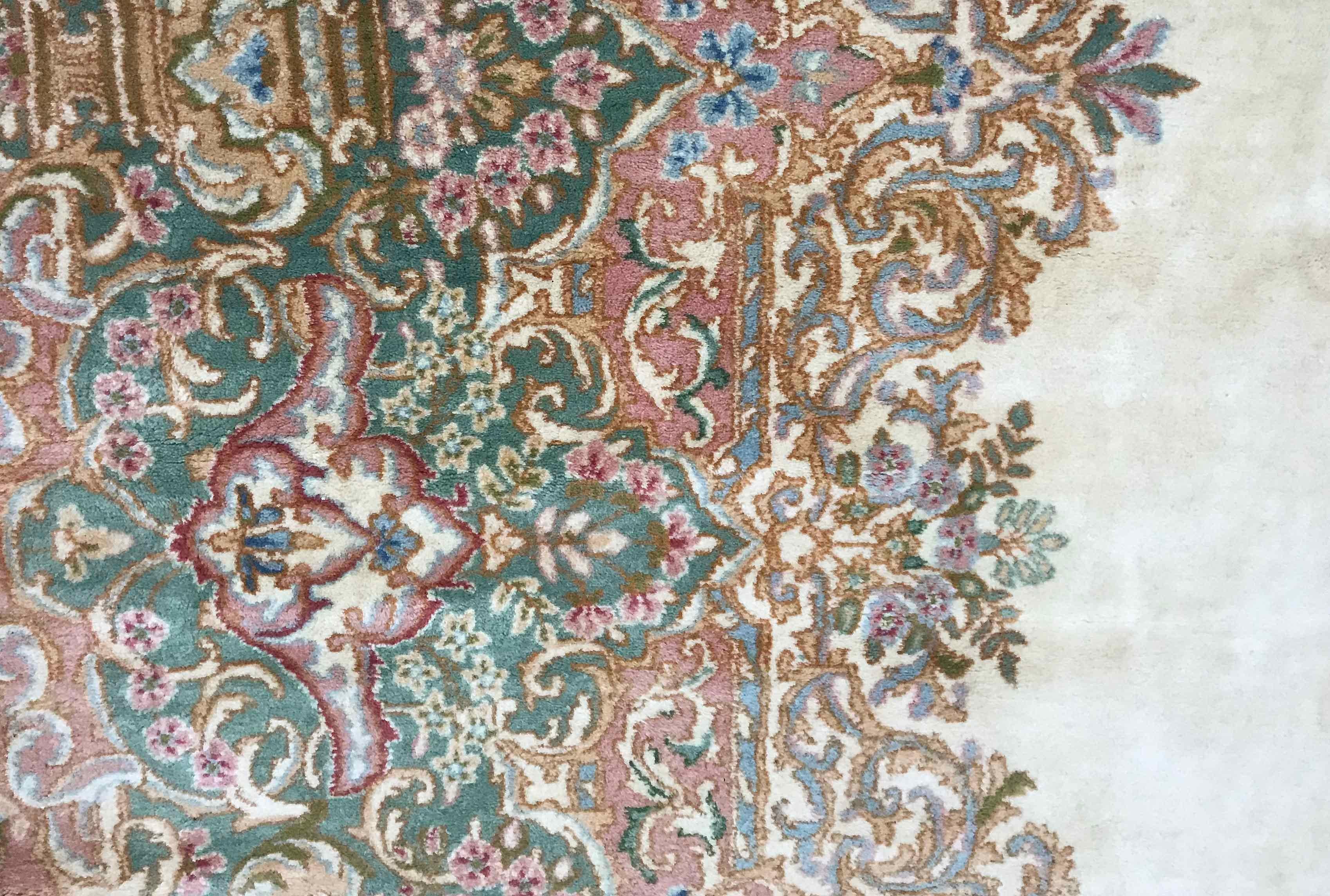 Hand-Woven Vintage Persian Kerman Rug, circa 1940 12'7 x 20'. For Sale
