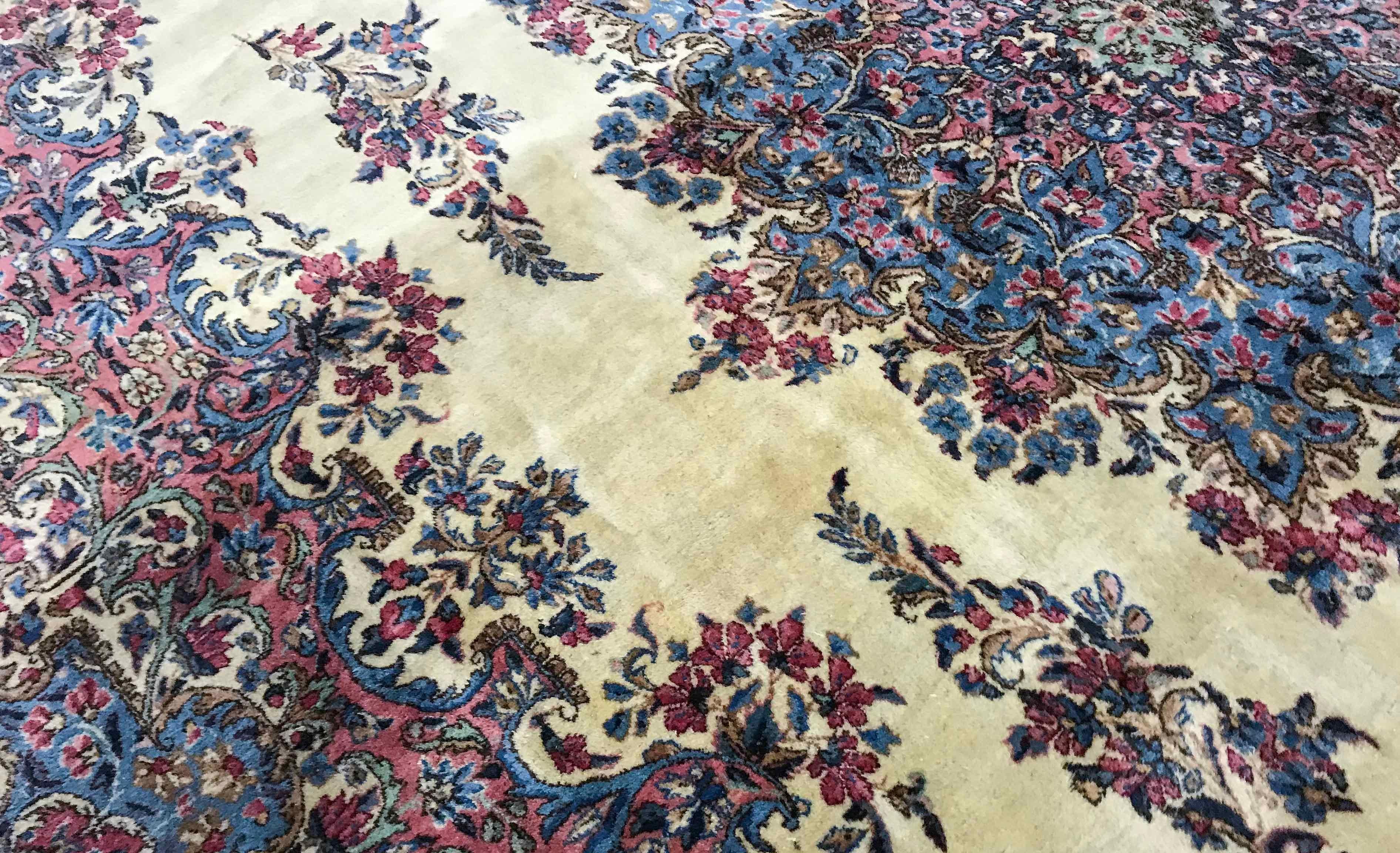 Hand-Woven Vintage Persian Kerman Rug, circa 1940 11'8 x 20'5. For Sale