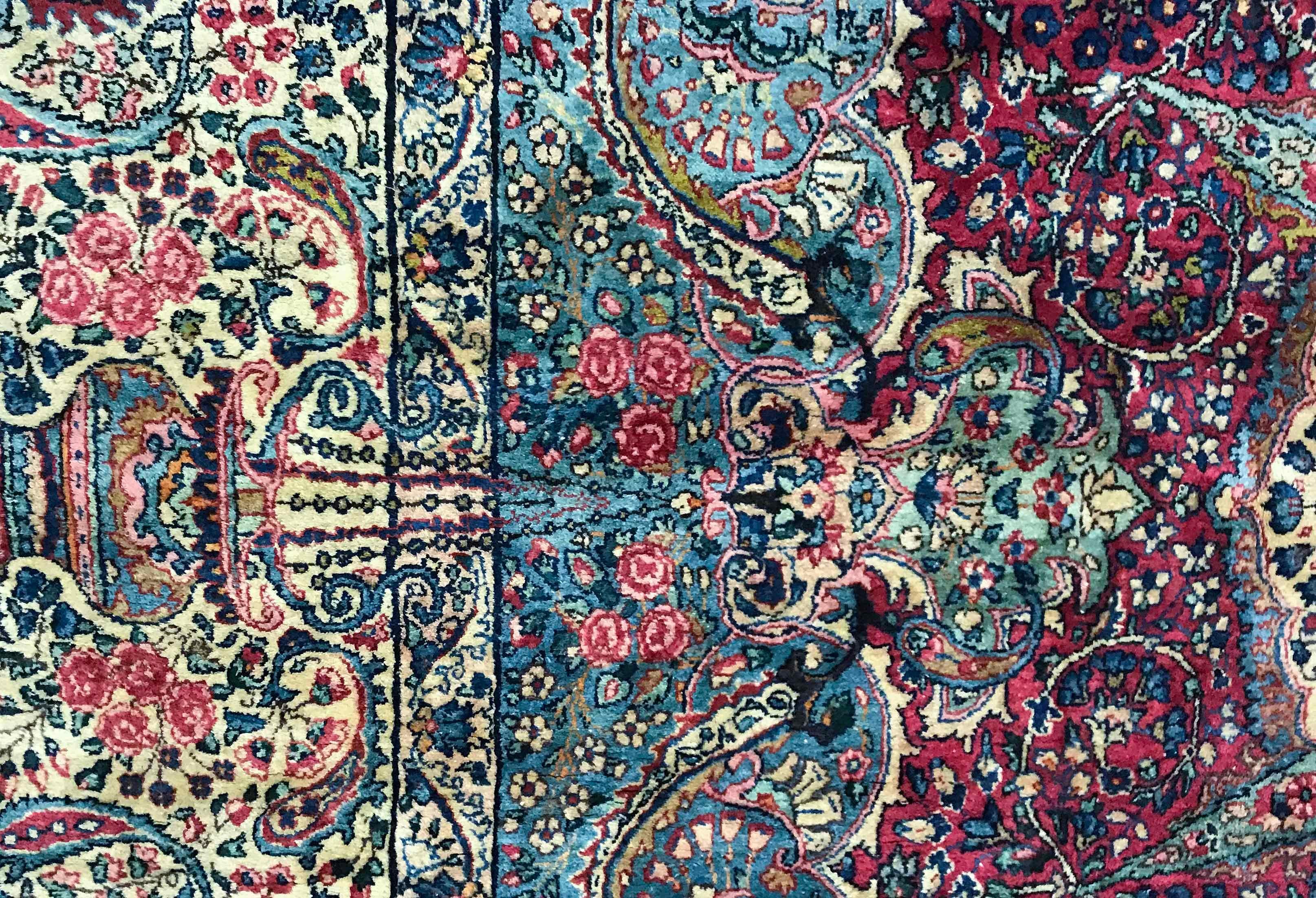 Hand-Woven Vintage Persian Kerman Rug, circa 1940 For Sale