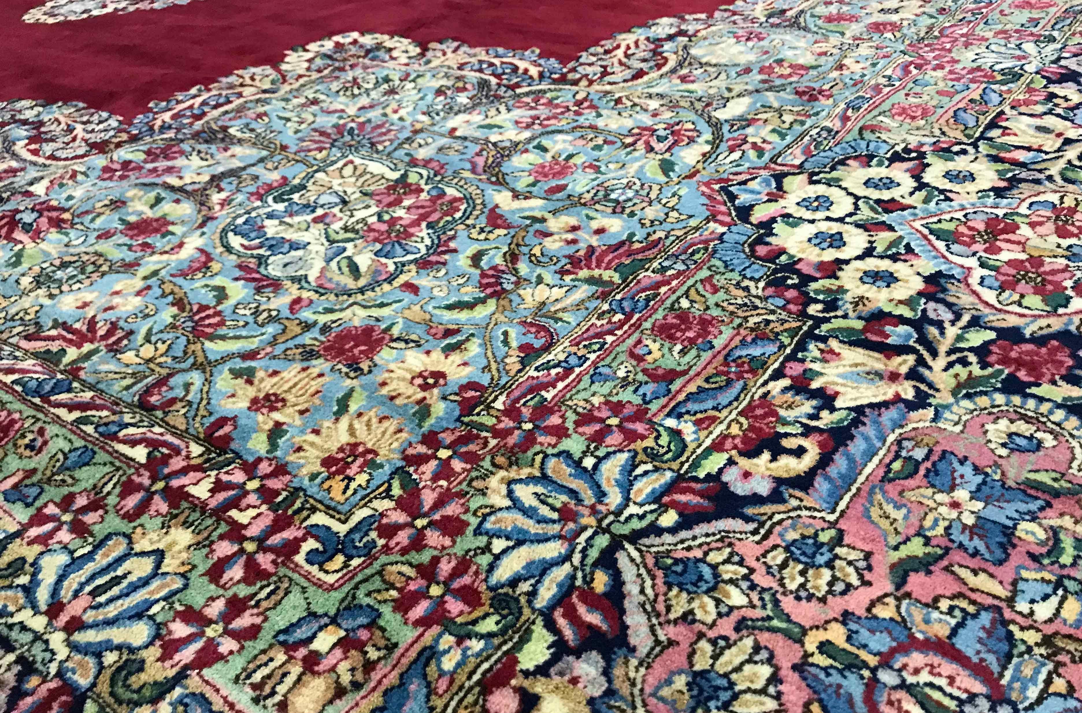 Hand-Woven Vintage Persian Kerman Rug, circa 1940 For Sale